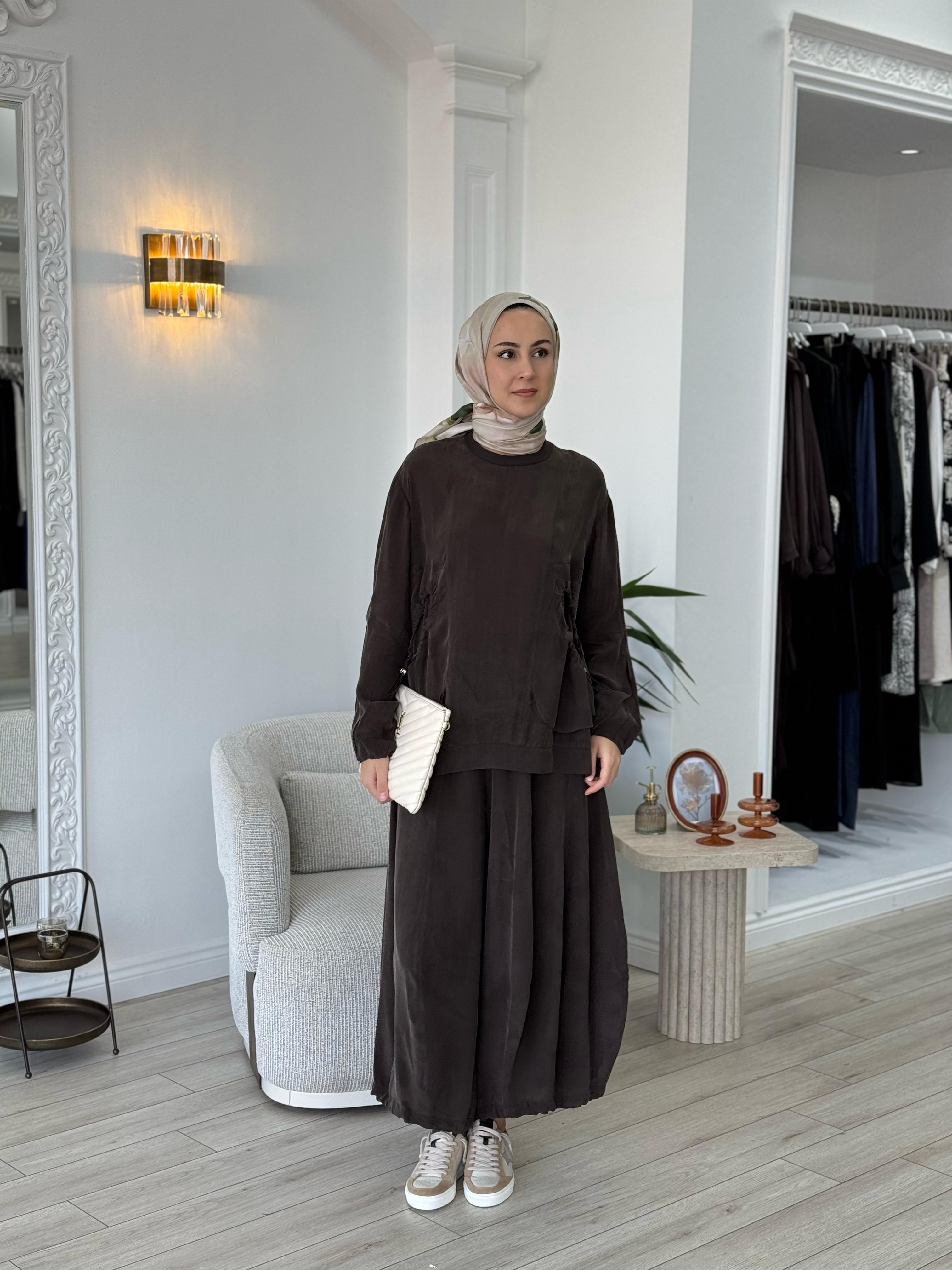 Misswhence Şalvarlı Takım Kahverengi 37015