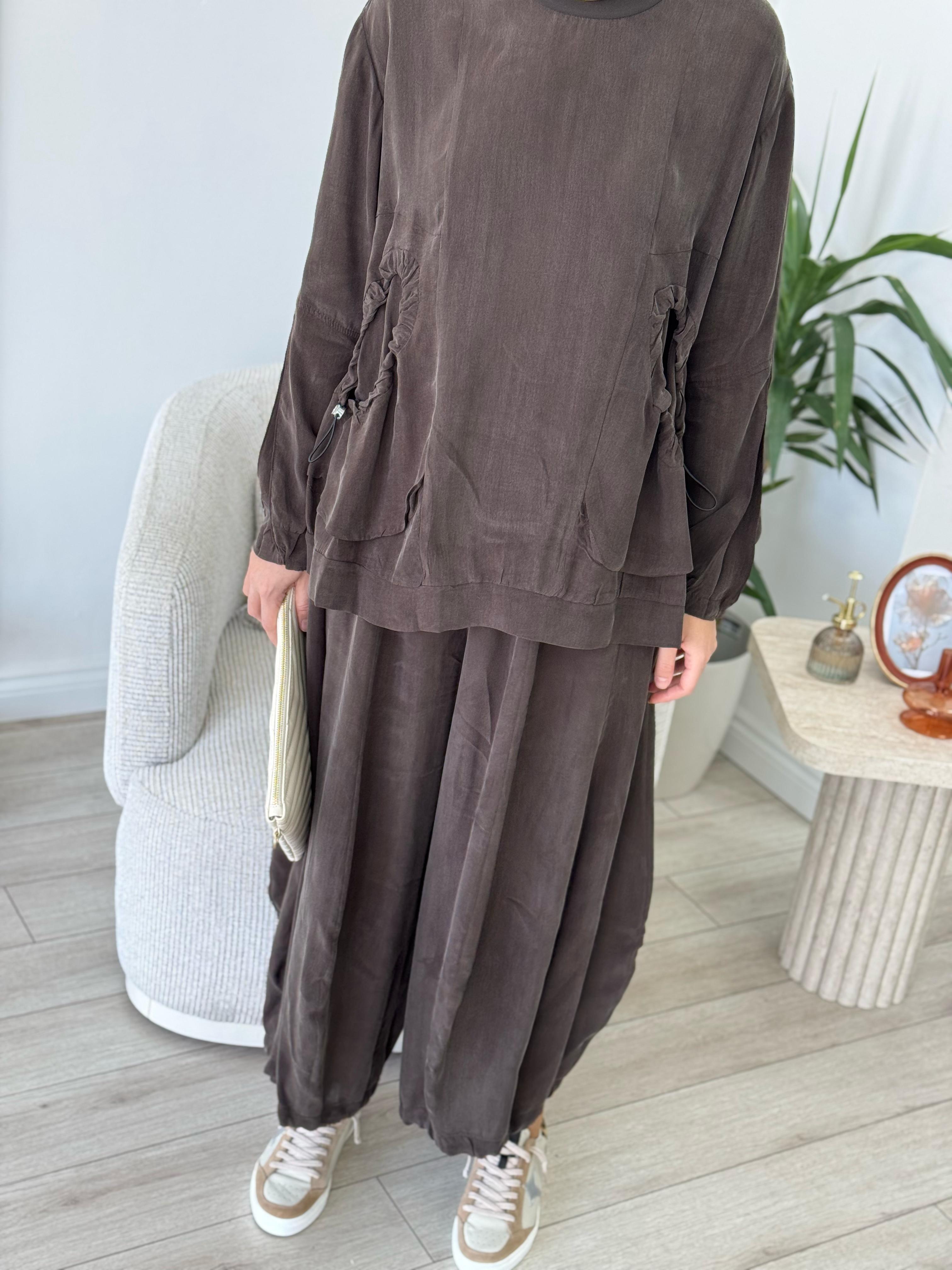 Misswhence Şalvarlı Takım Kahverengi 37015