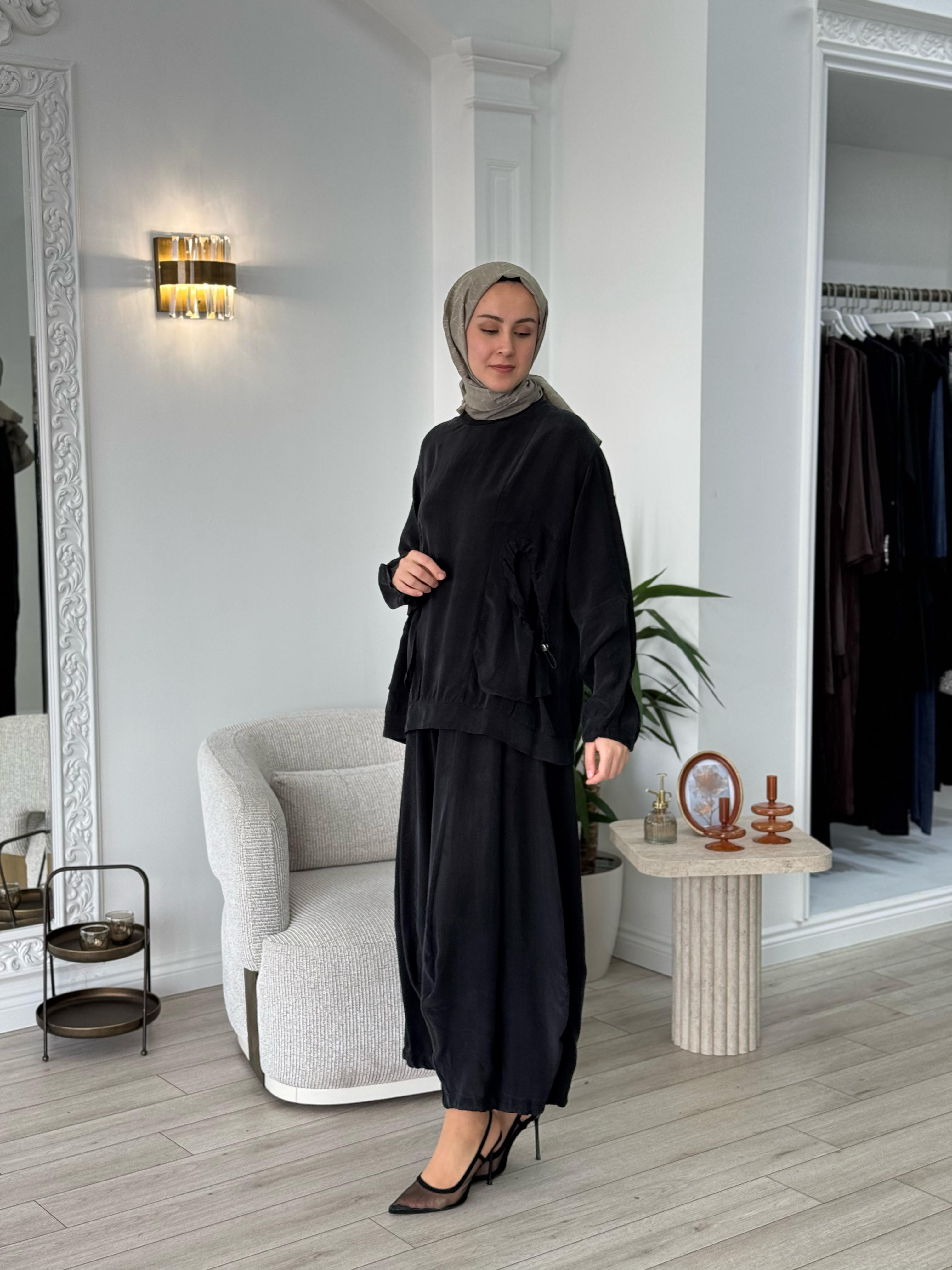 Misswhence Şalvarlı Takım Siyah 37015