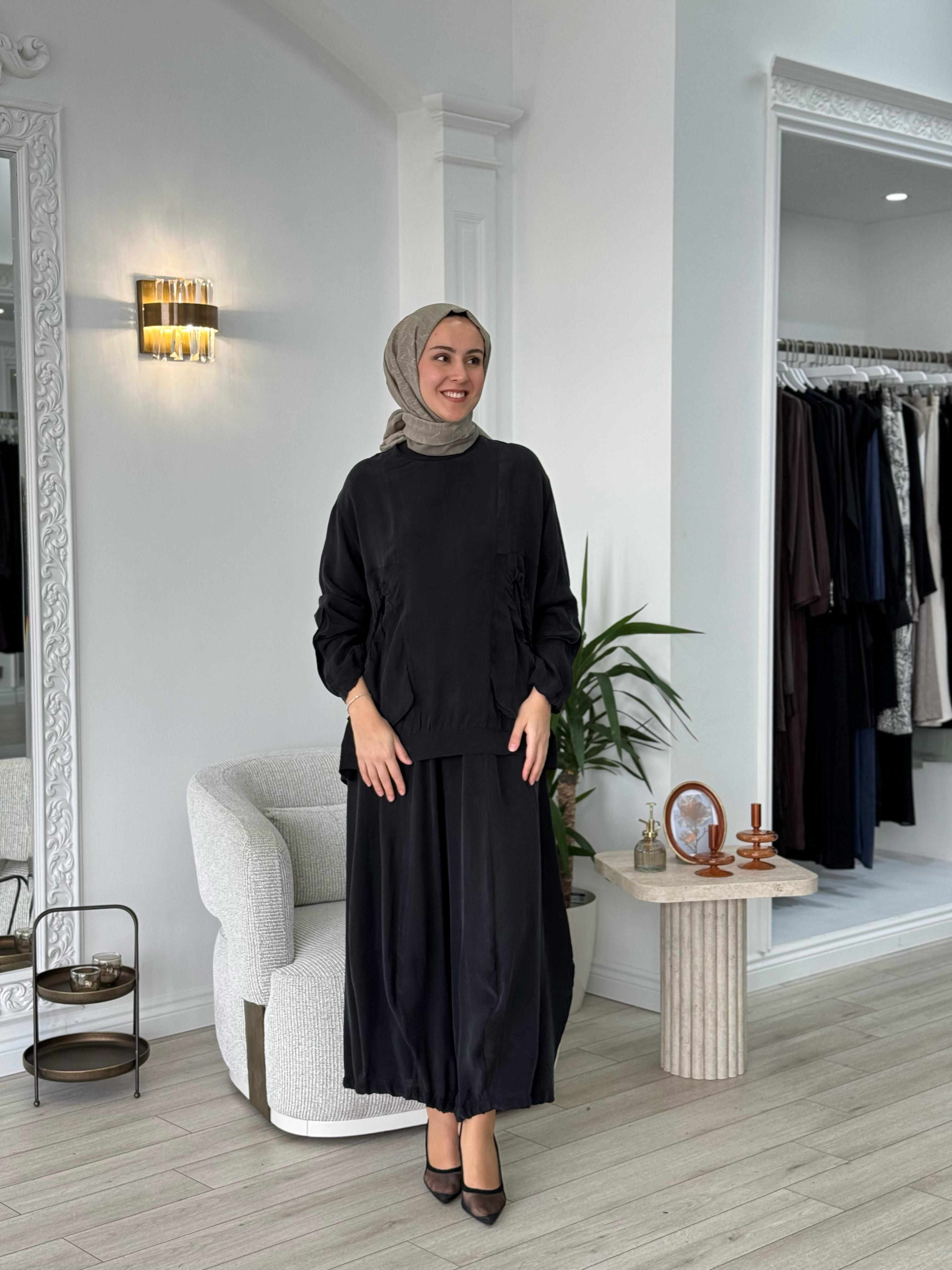 Misswhence Şalvarlı Takım Siyah 37015