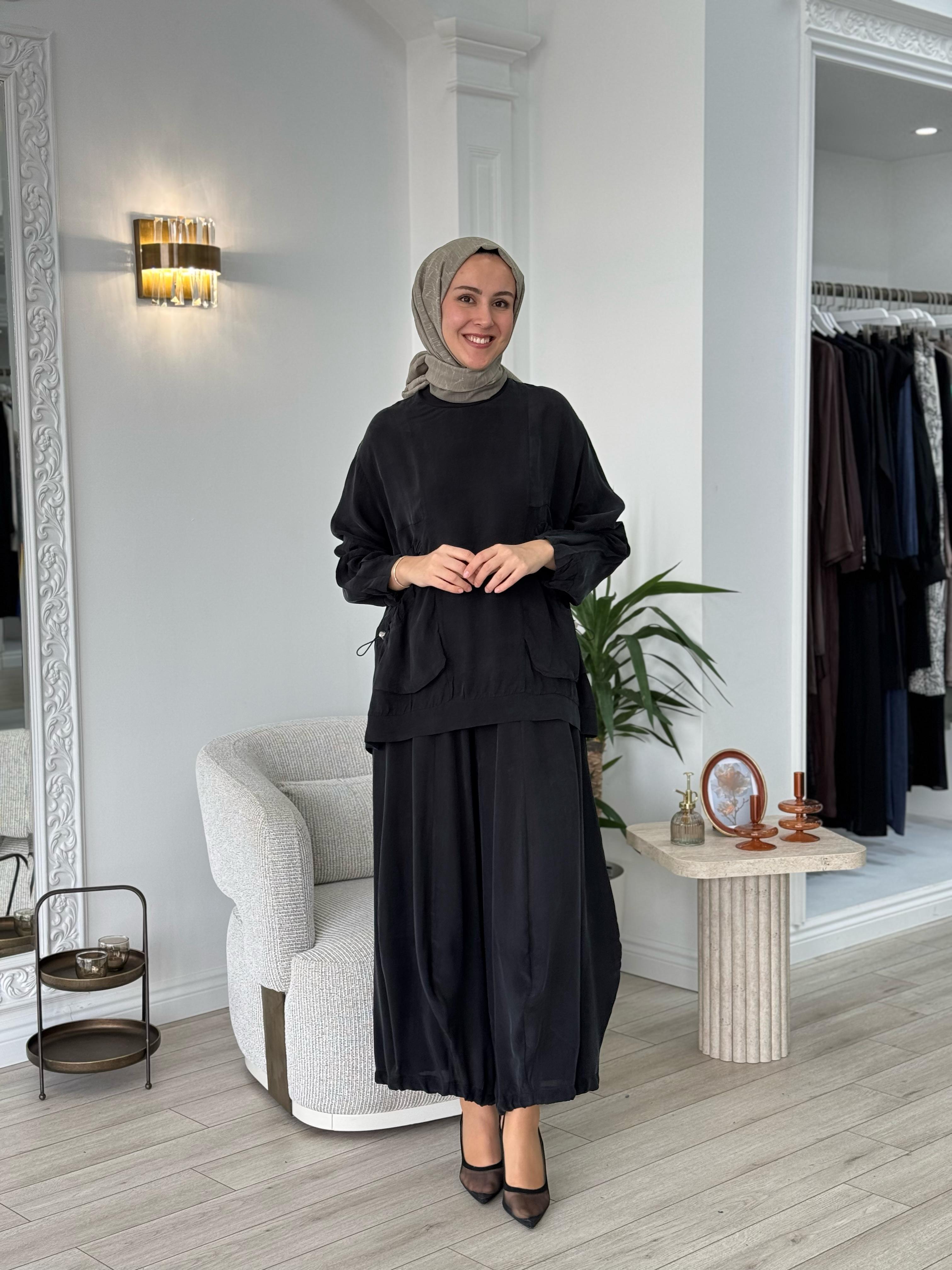 Misswhence Şalvarlı Takım Siyah 37015