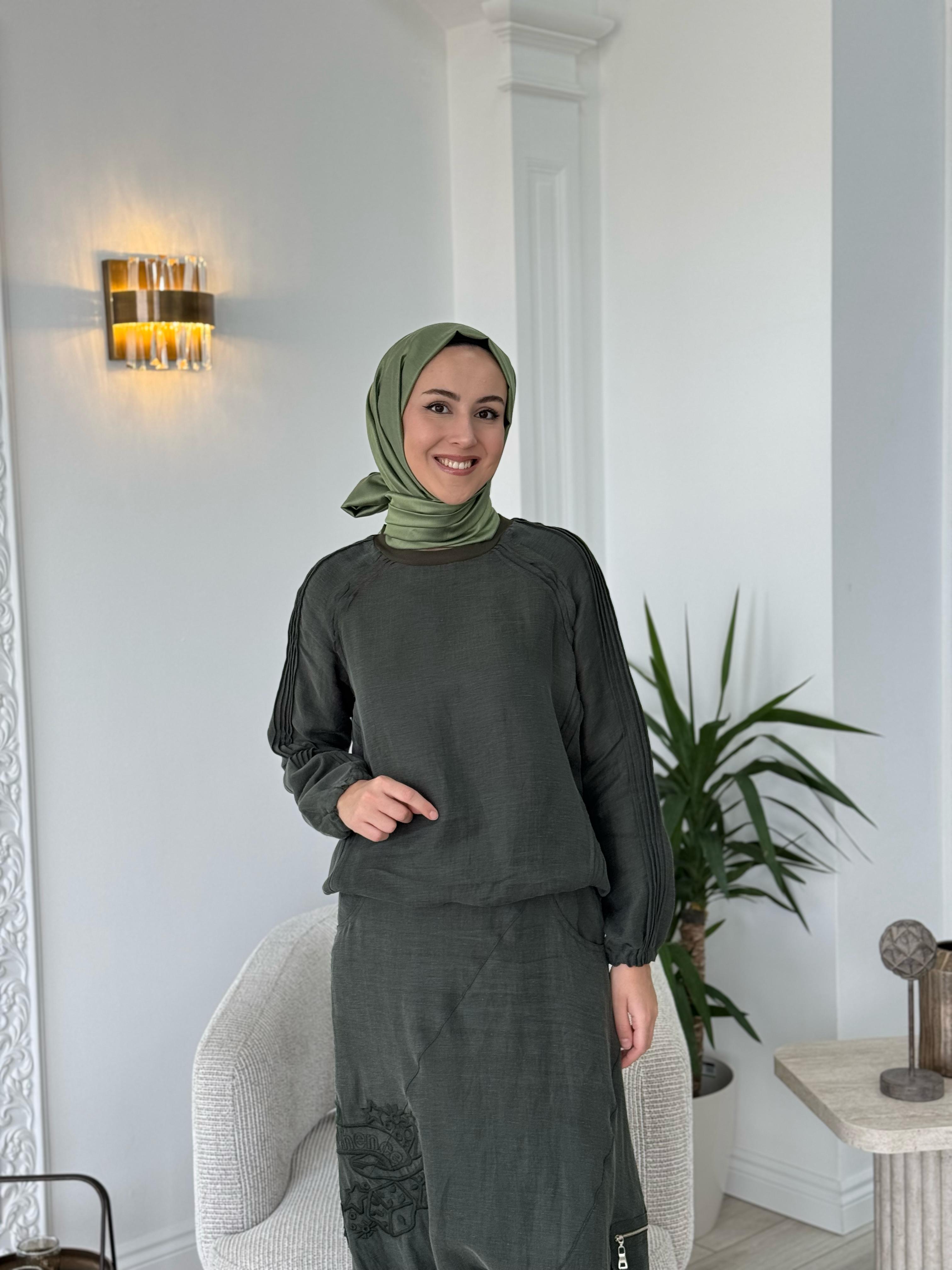 Misswhence Şalvarlı Tunik Takım Haki 37002