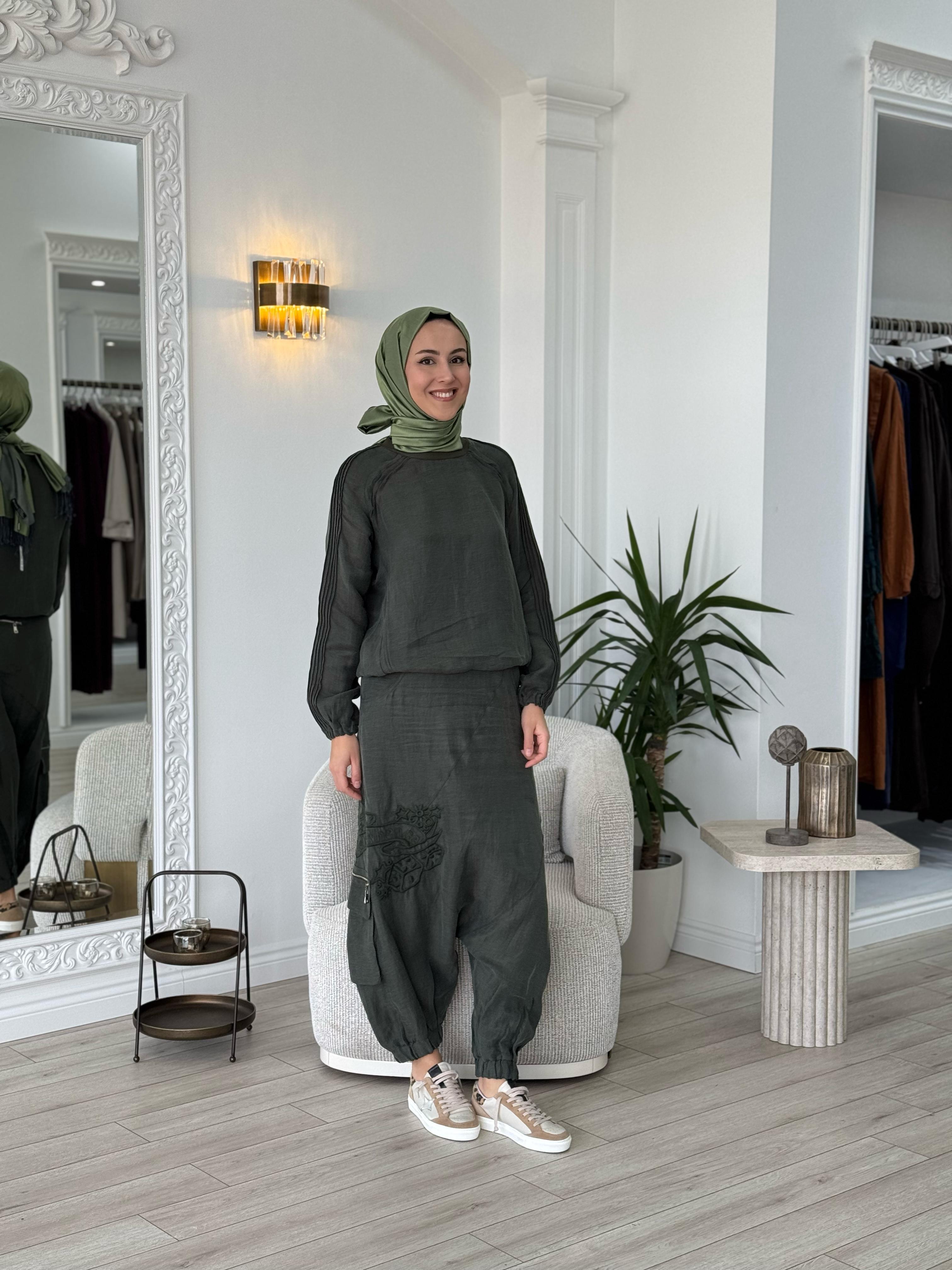 Misswhence Şalvarlı Tunik Takım Haki 37002