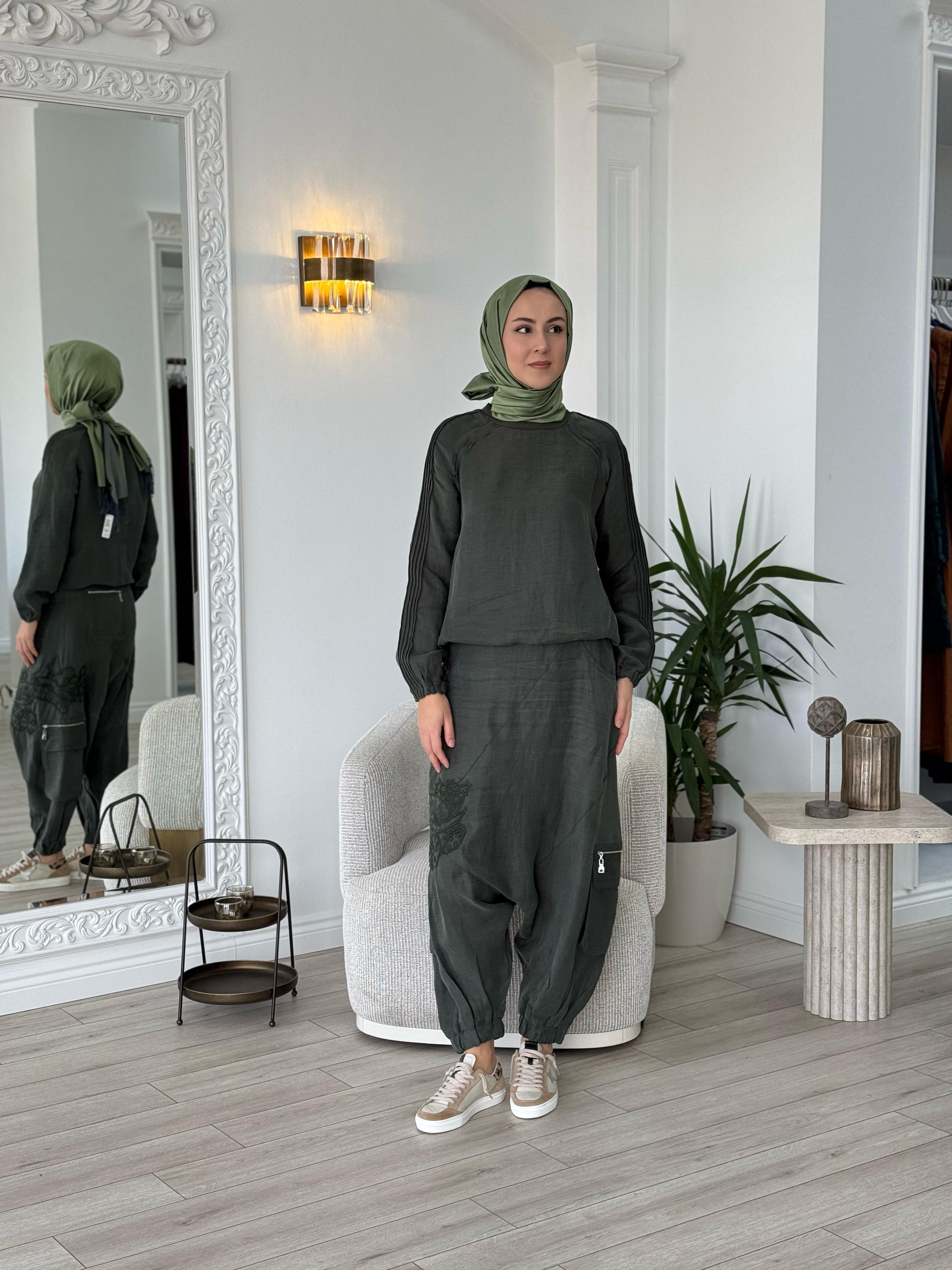 Misswhence Şalvarlı Tunik Takım Haki 37002