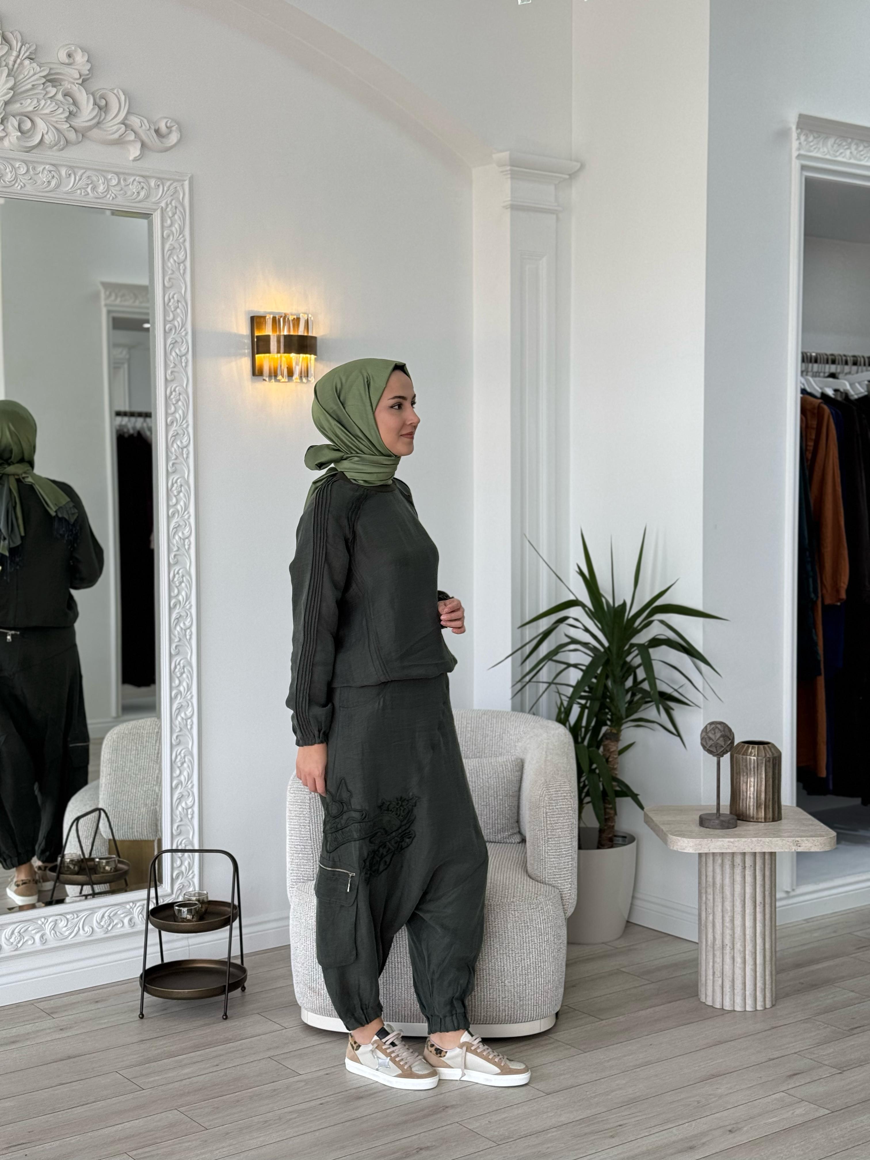 Misswhence Şalvarlı Tunik Takım Haki 37002