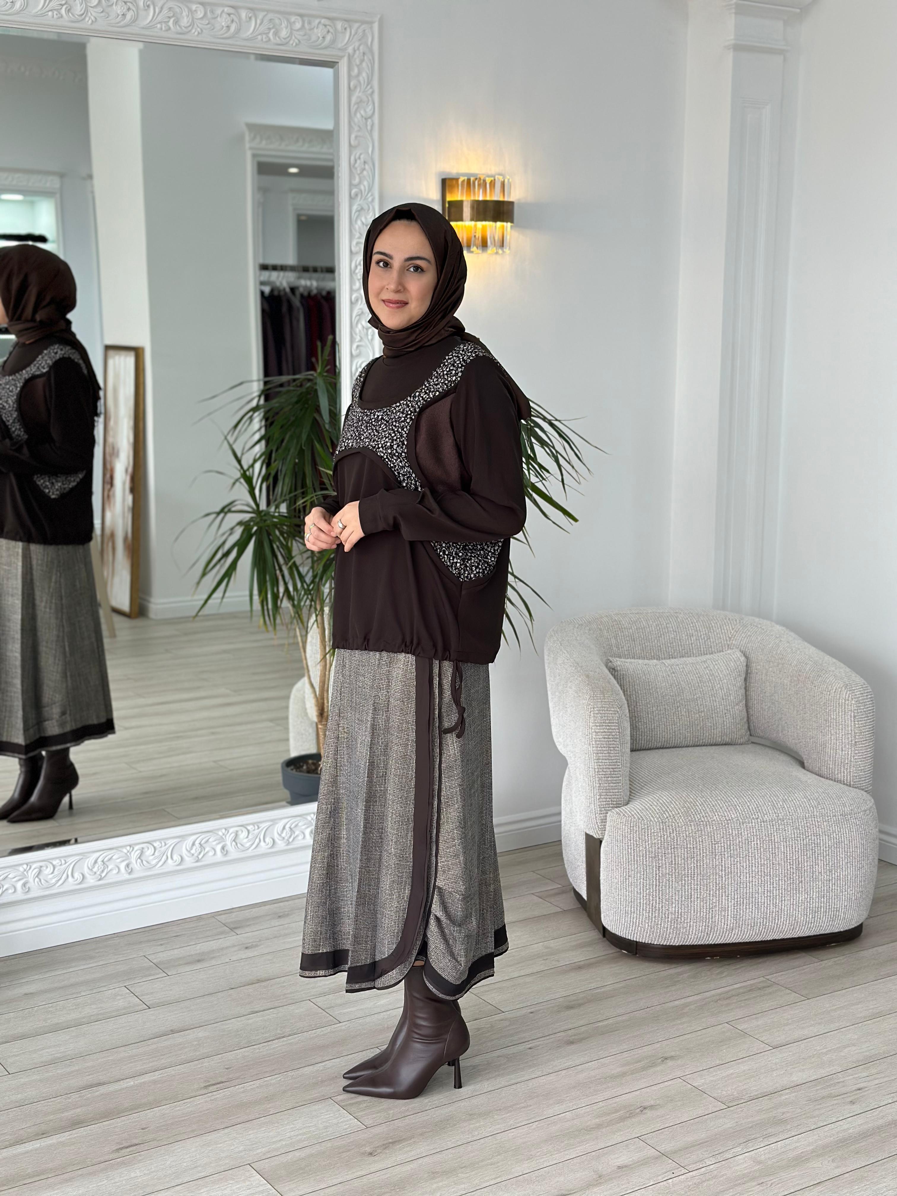 Mİsswhence Simli Kahverengi Etek 36902