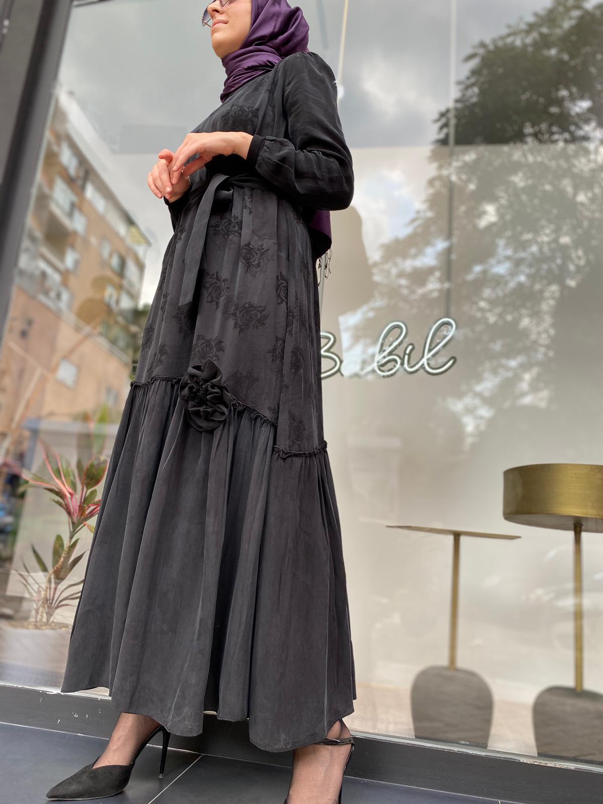 Misswhence Siyah Jakarlı İpek Elbise 34820 