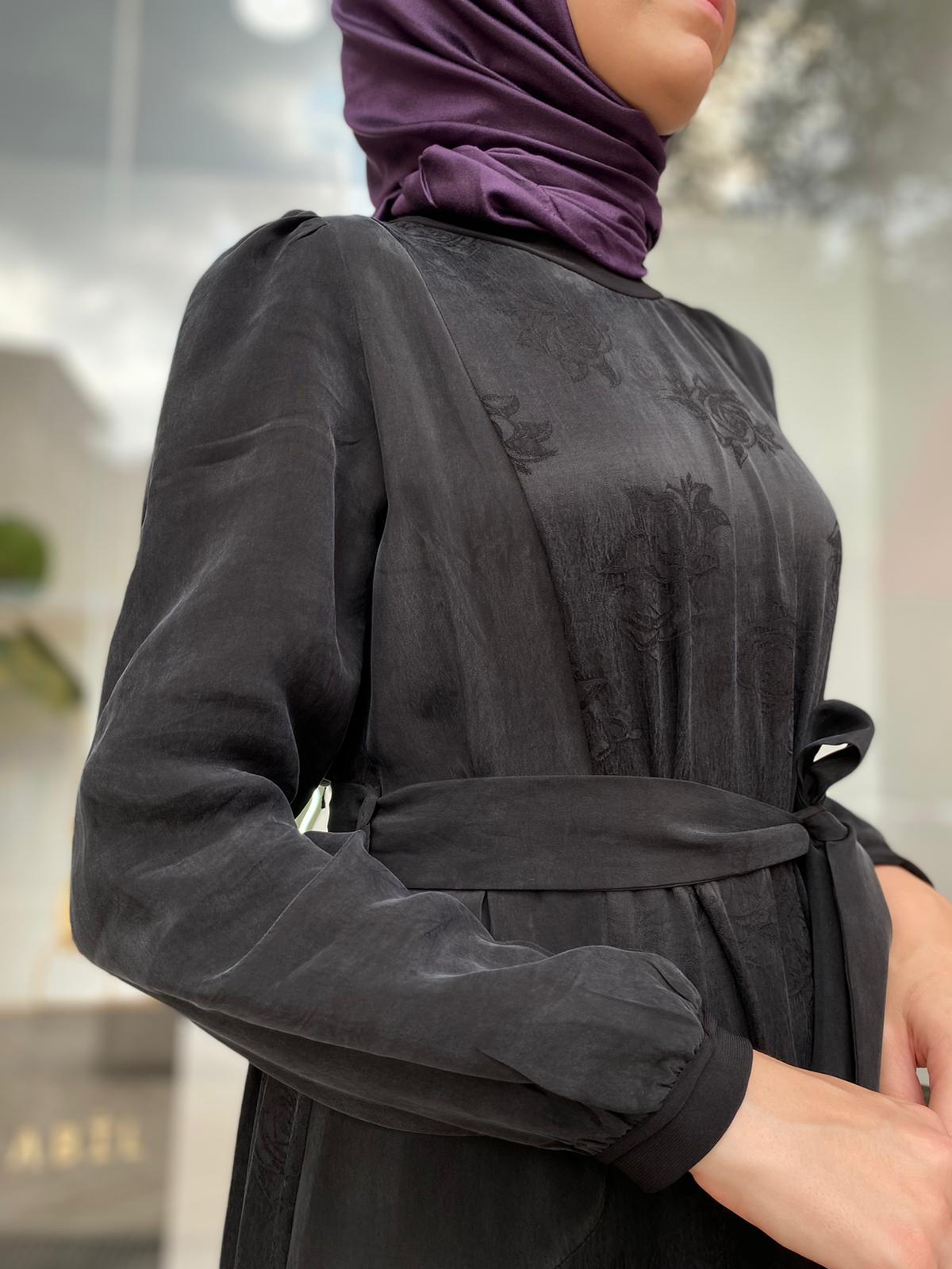 Misswhence Siyah Jakarlı İpek Elbise 34820 