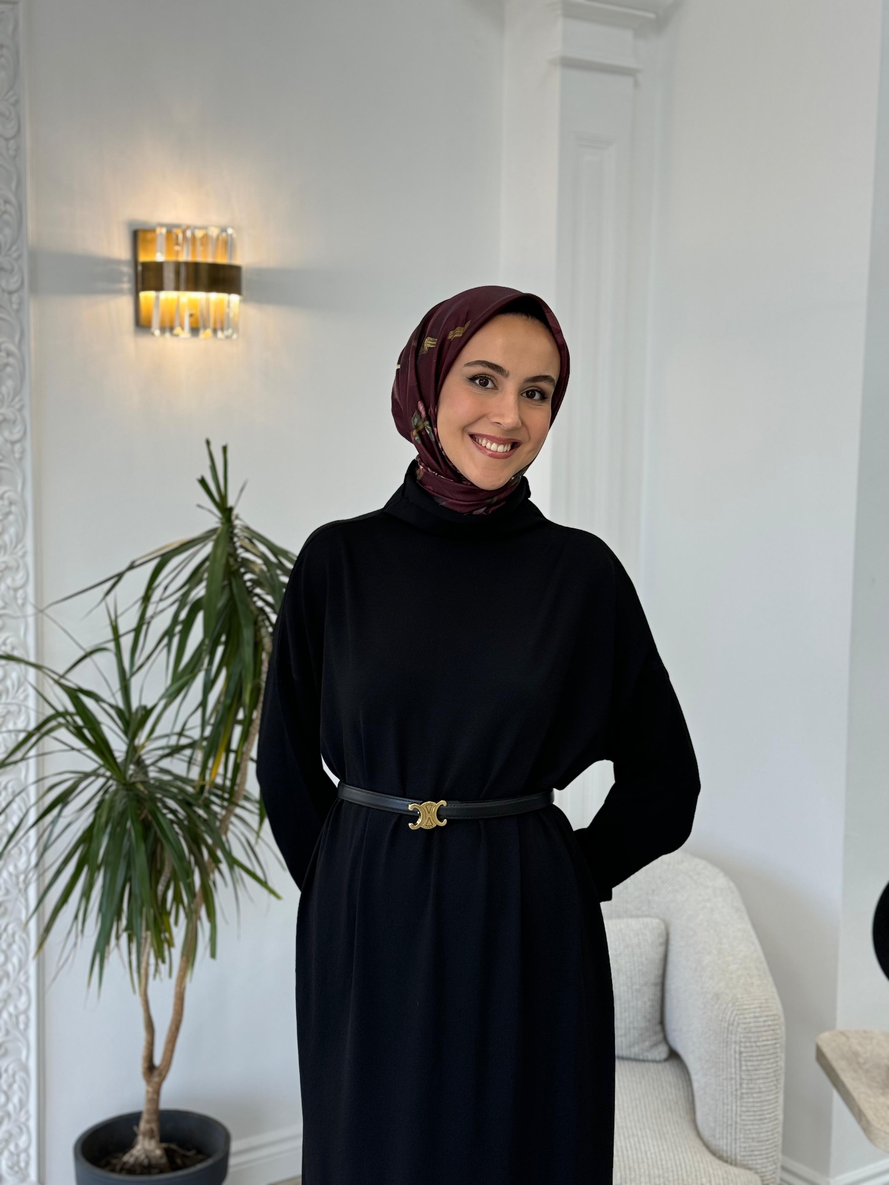 Misswhence Siyah Kemerli Kafesli Elbise 34801