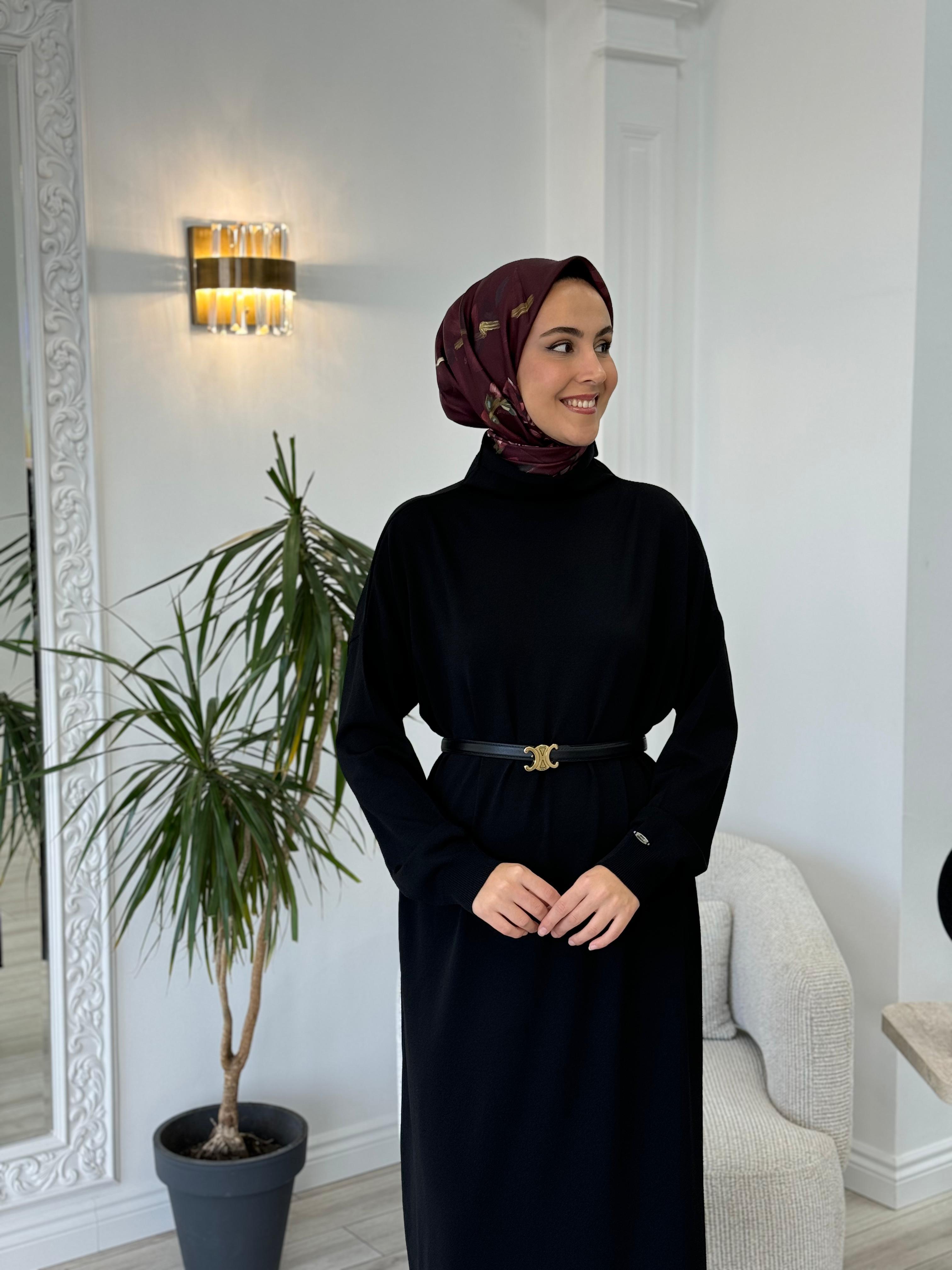 Misswhence Siyah Kemerli Kafesli Elbise 34801