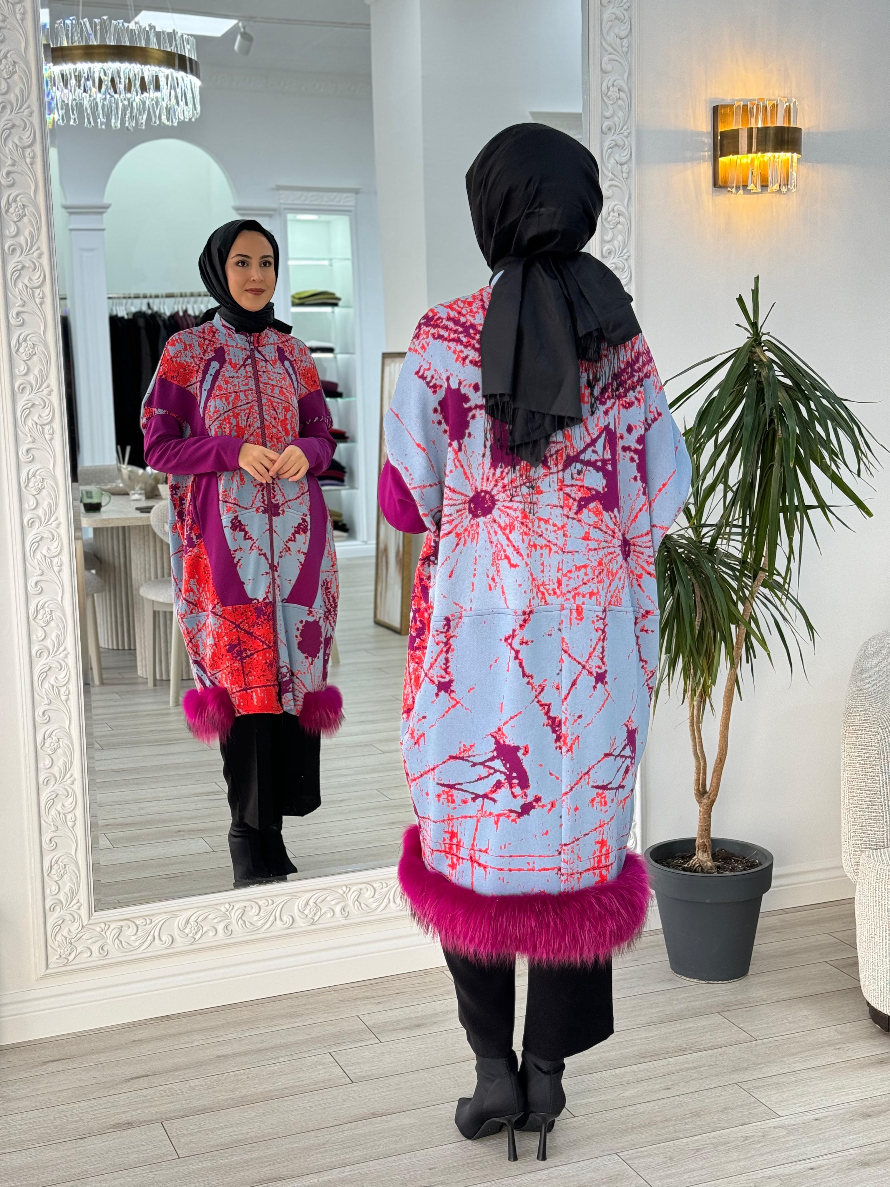Misswhence Triko Kürk Detaylı Kap Mor 36406