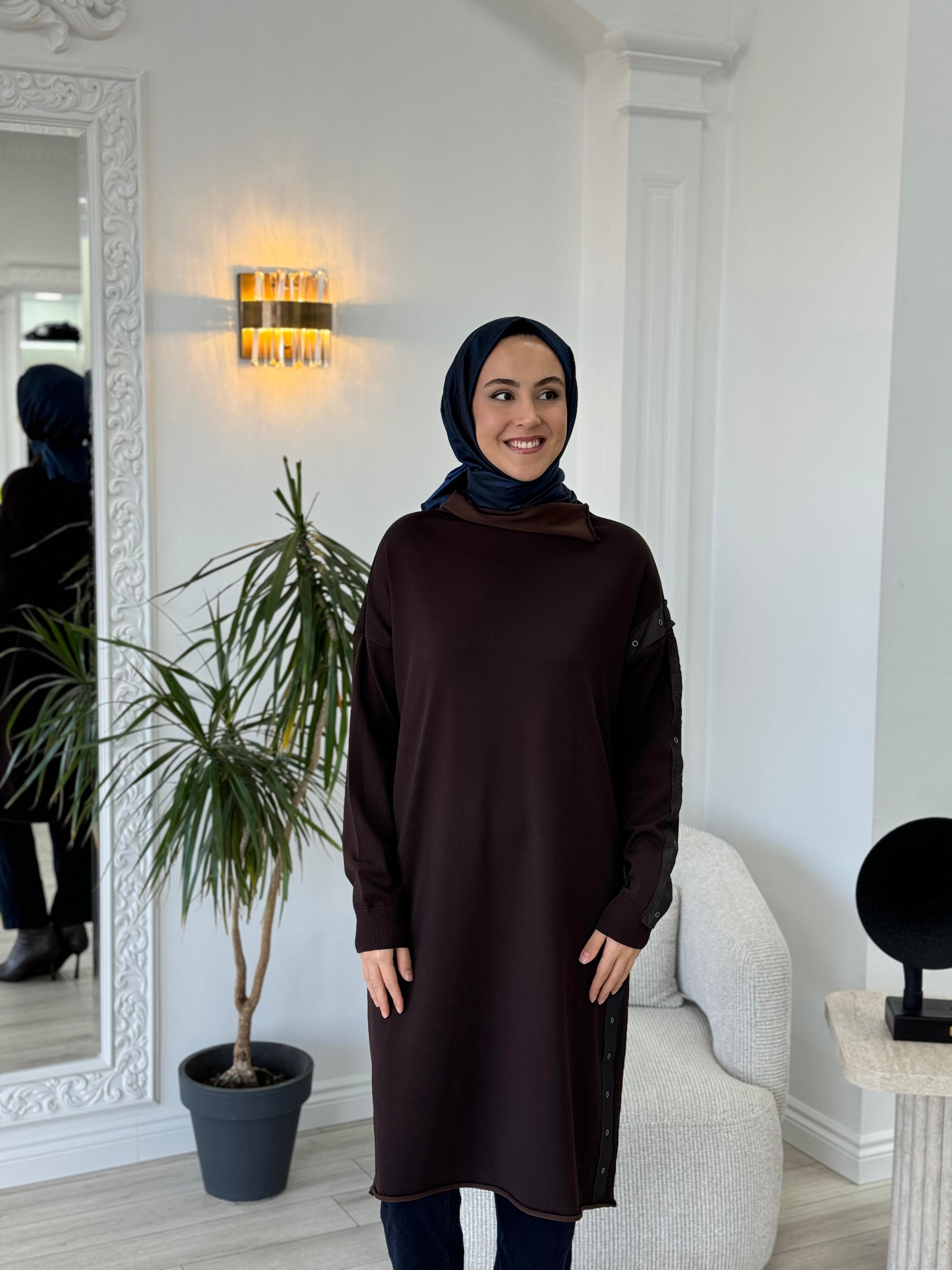 Misswhence Triko Tunik Kahverengi 34021