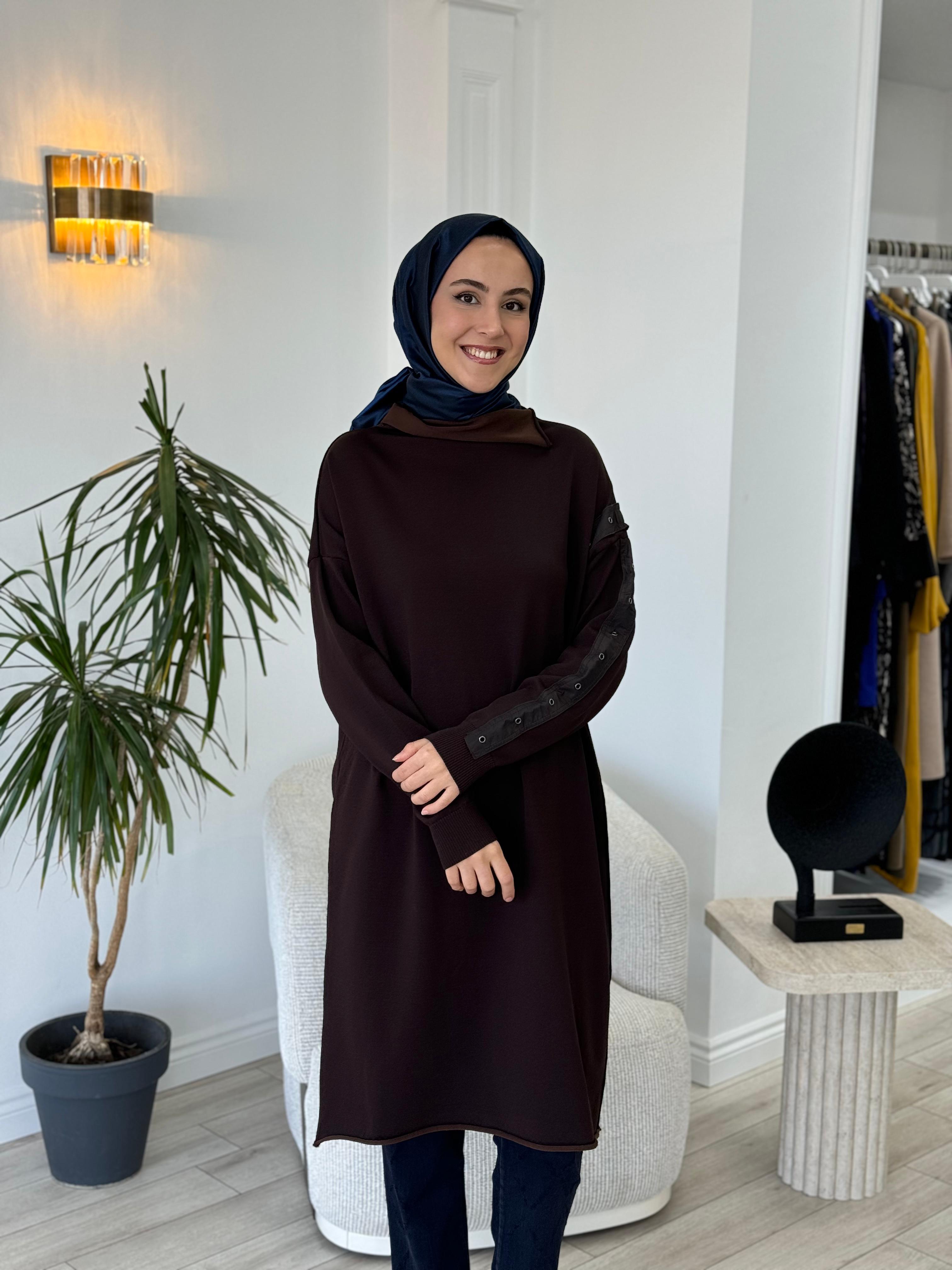 Misswhence Triko Tunik Kahverengi 34021