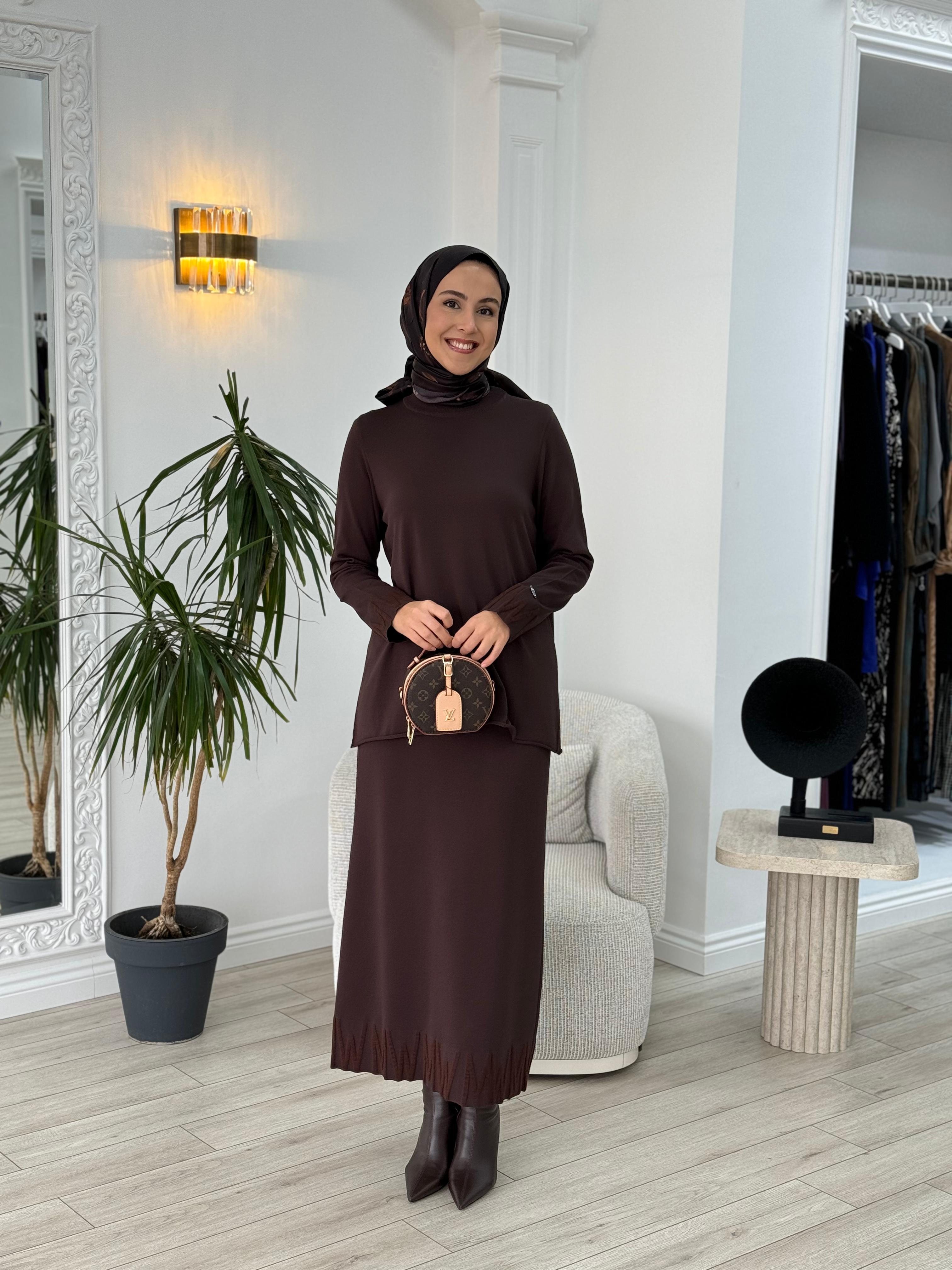 Misswhence Triko Tunik Kahverengi miss 240