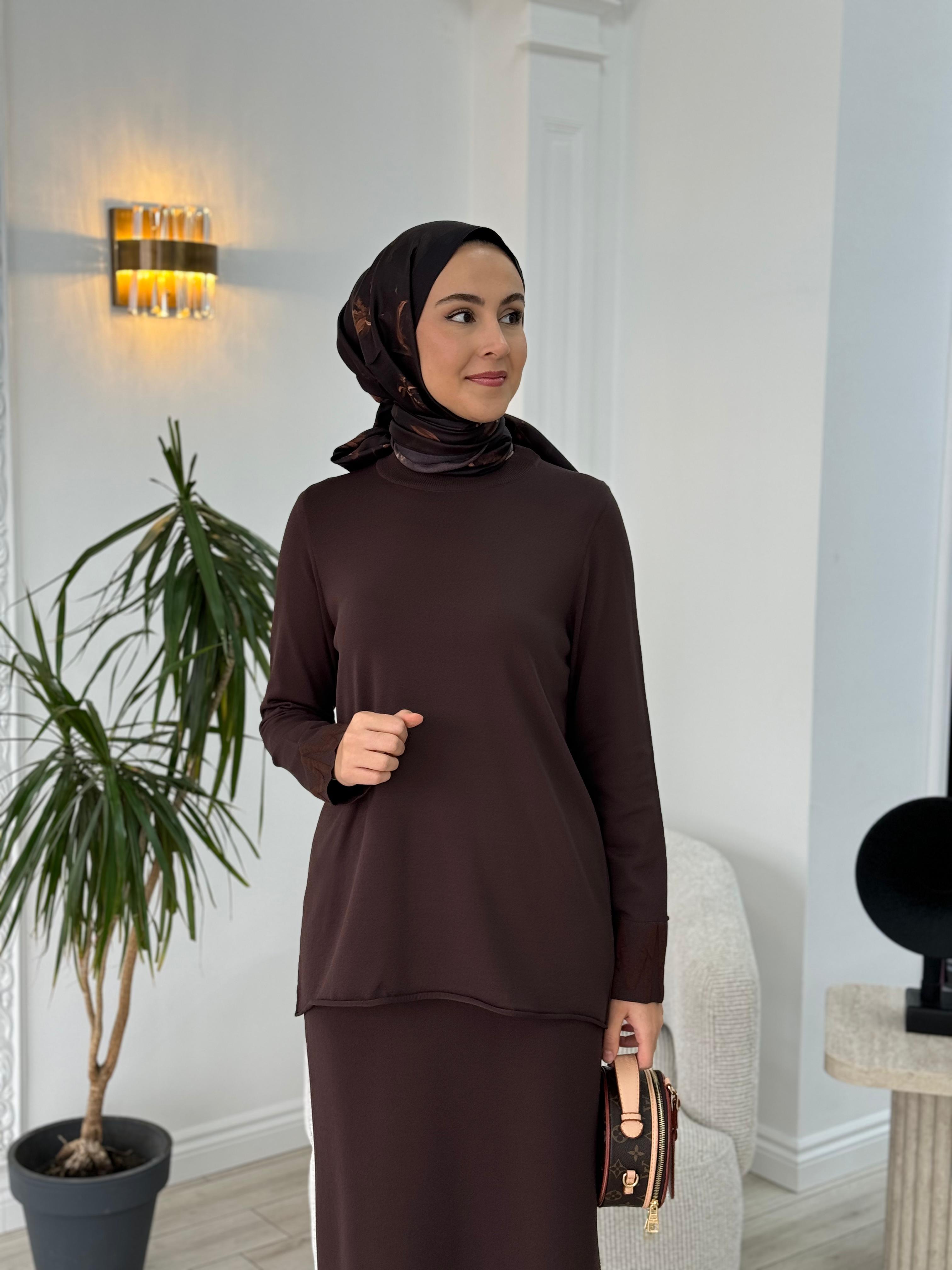 Misswhence Triko Tunik Kahverengi miss 240