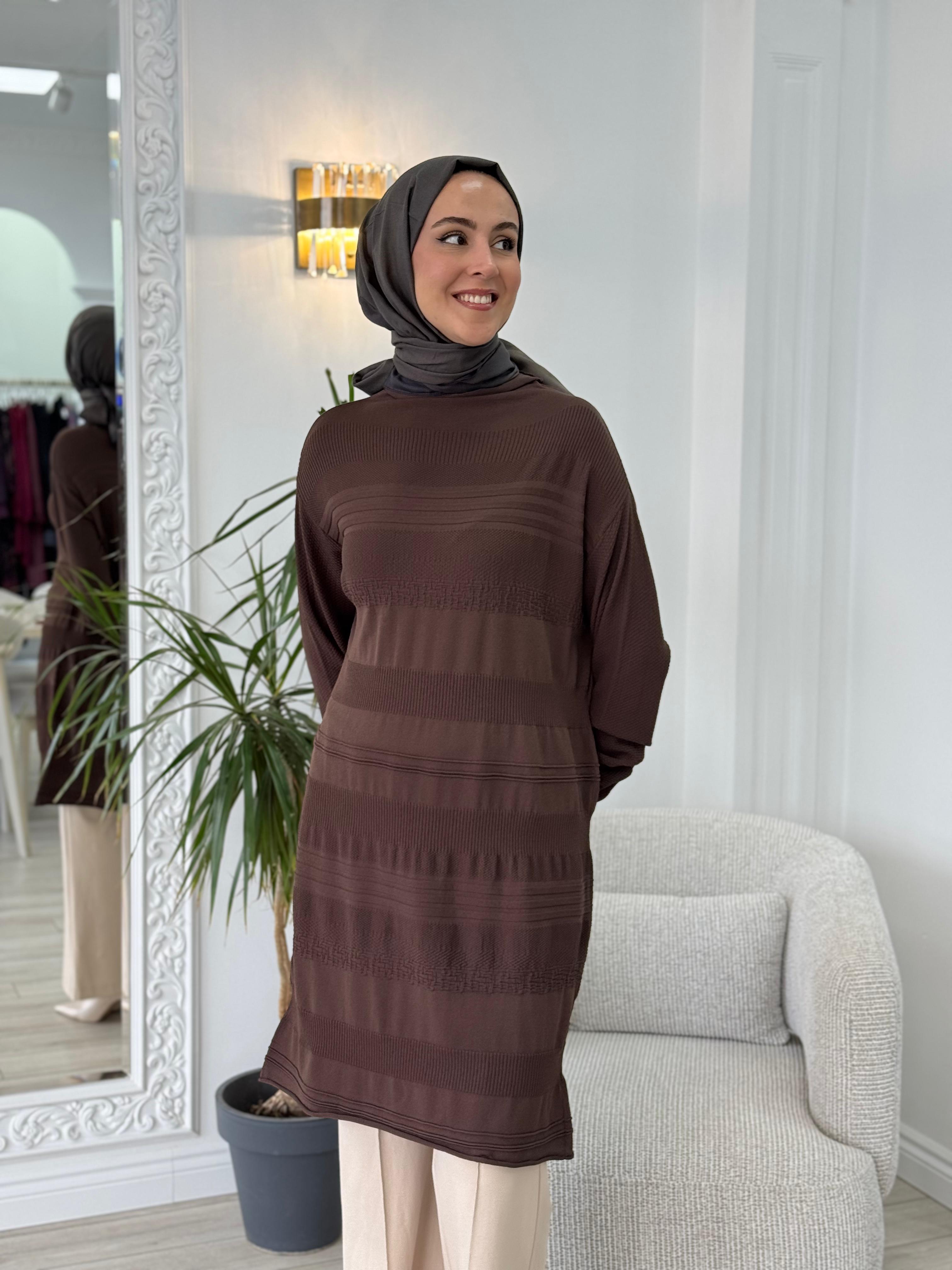 Misswhence Triko Tunik Kahverengi MİSS-222