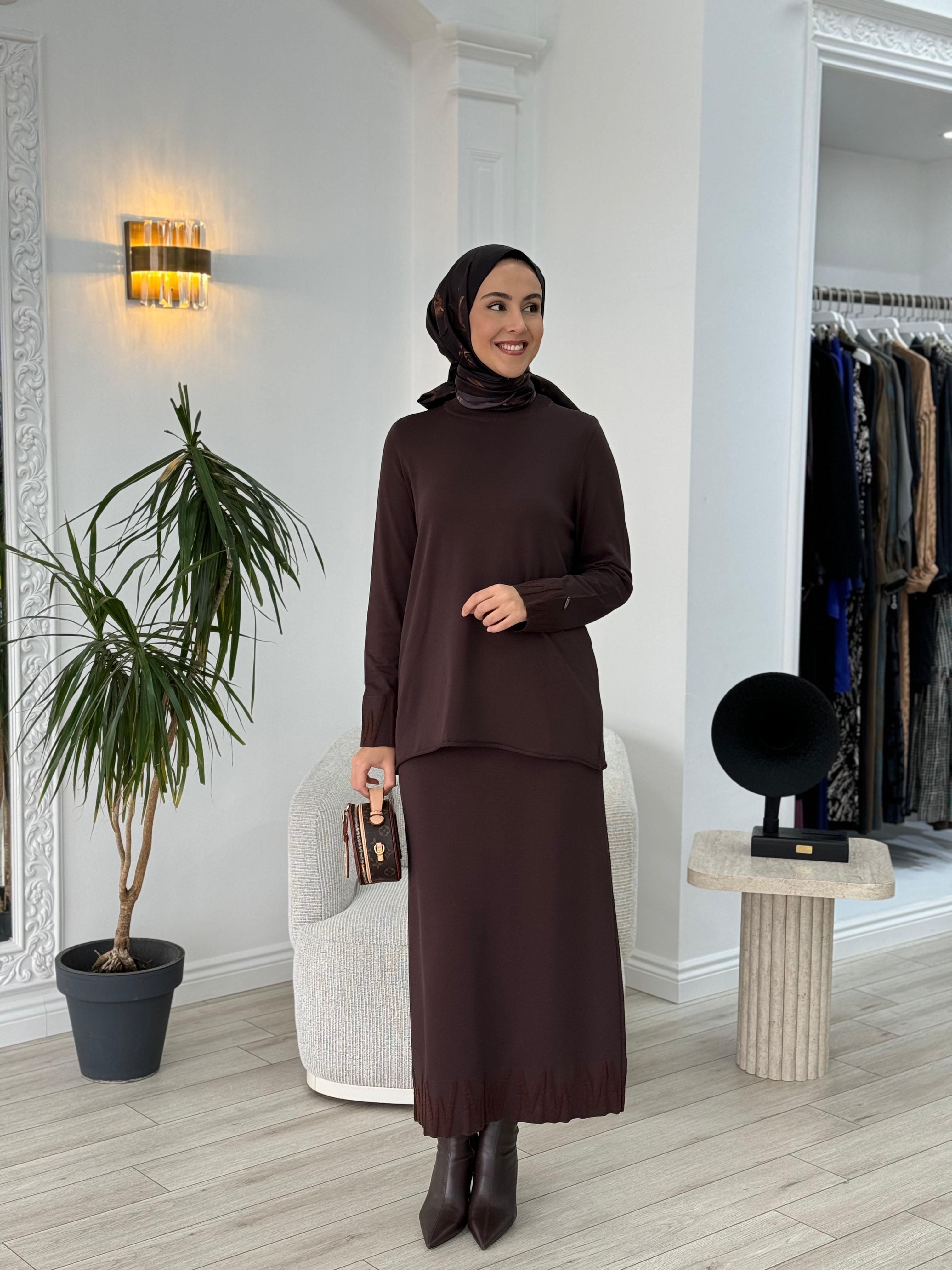 Misswhence Triko Tunik Kahverengi miss 240