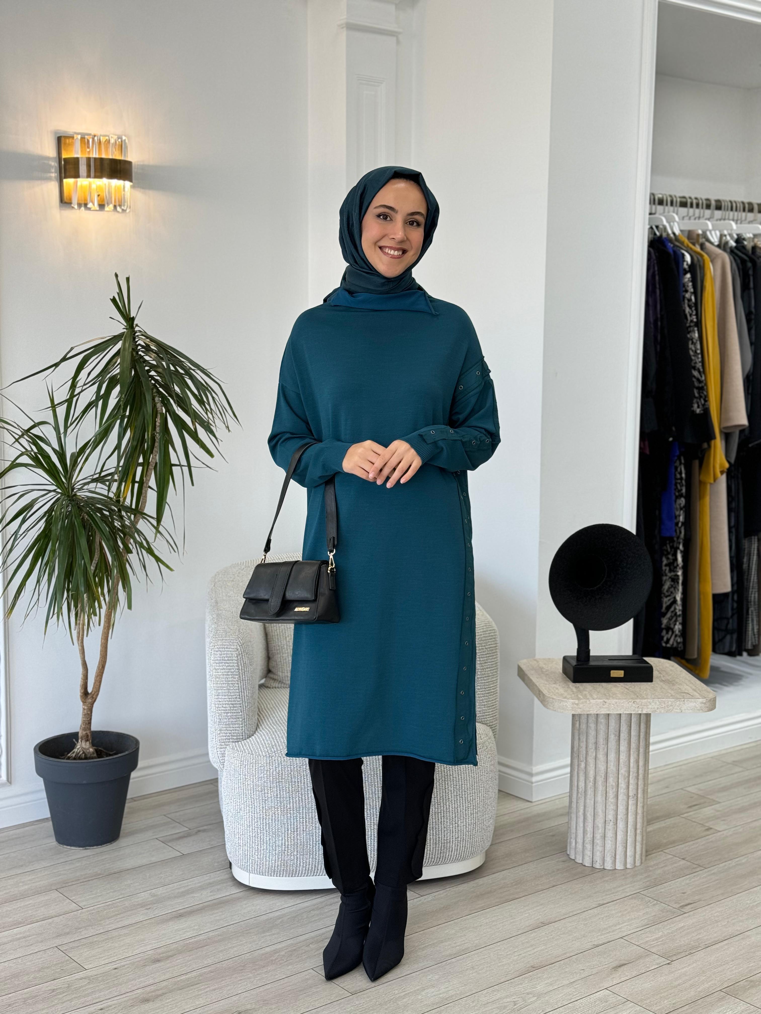Misswhence Triko Tunik Petrol Yeşili 34021