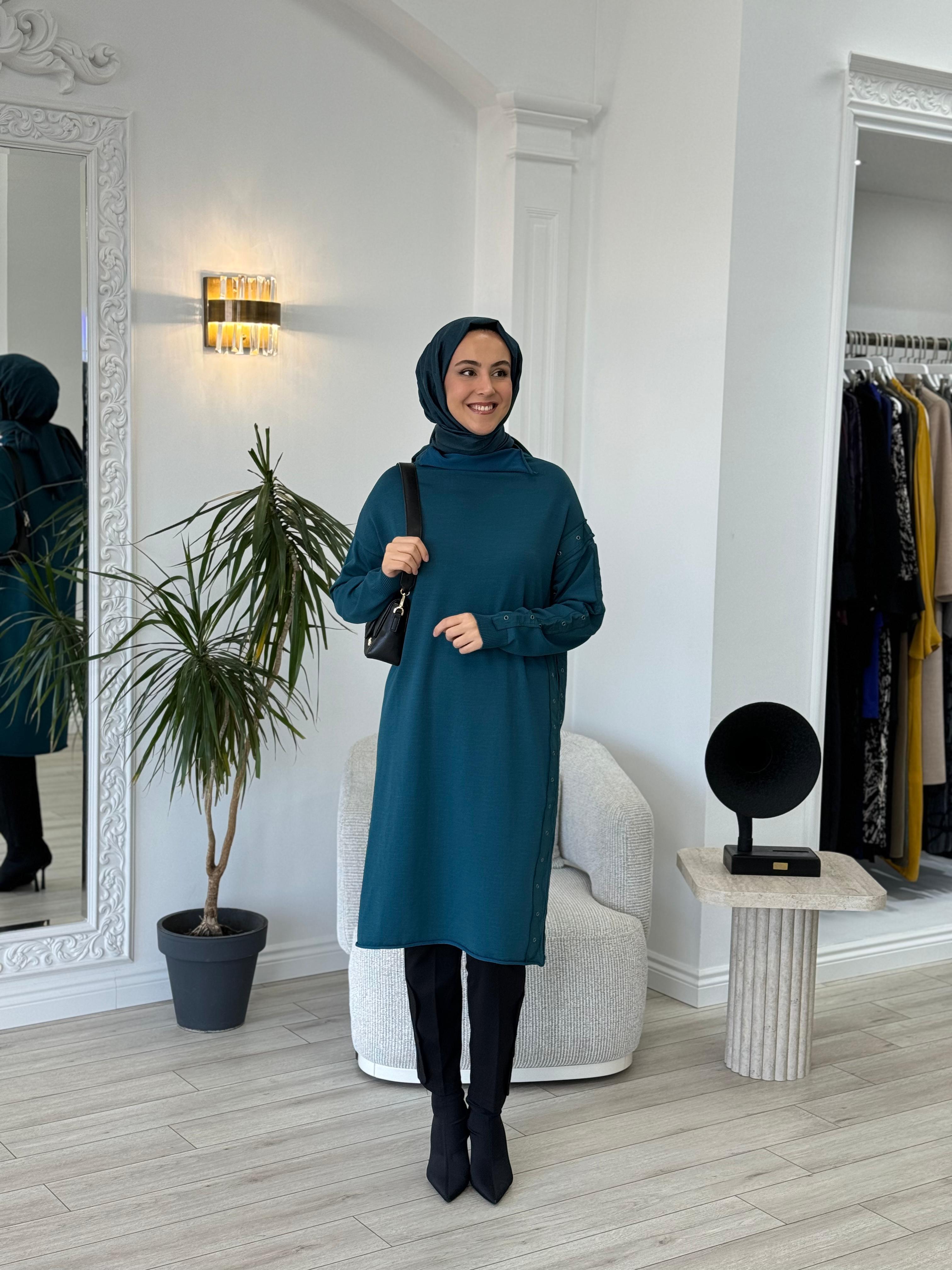 Misswhence Triko Tunik Petrol Yeşili 34021