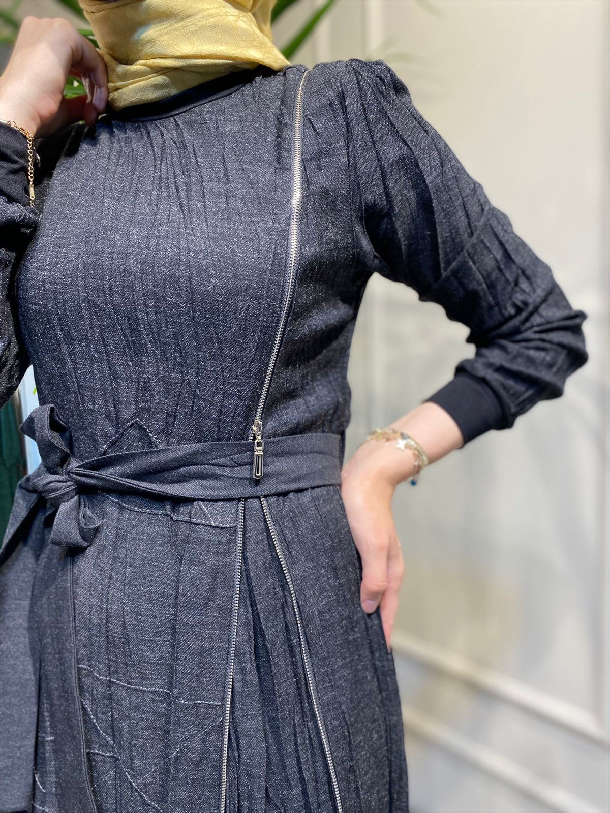 MissWhence Yandan Fermuarlı Elbise Siyah 32803