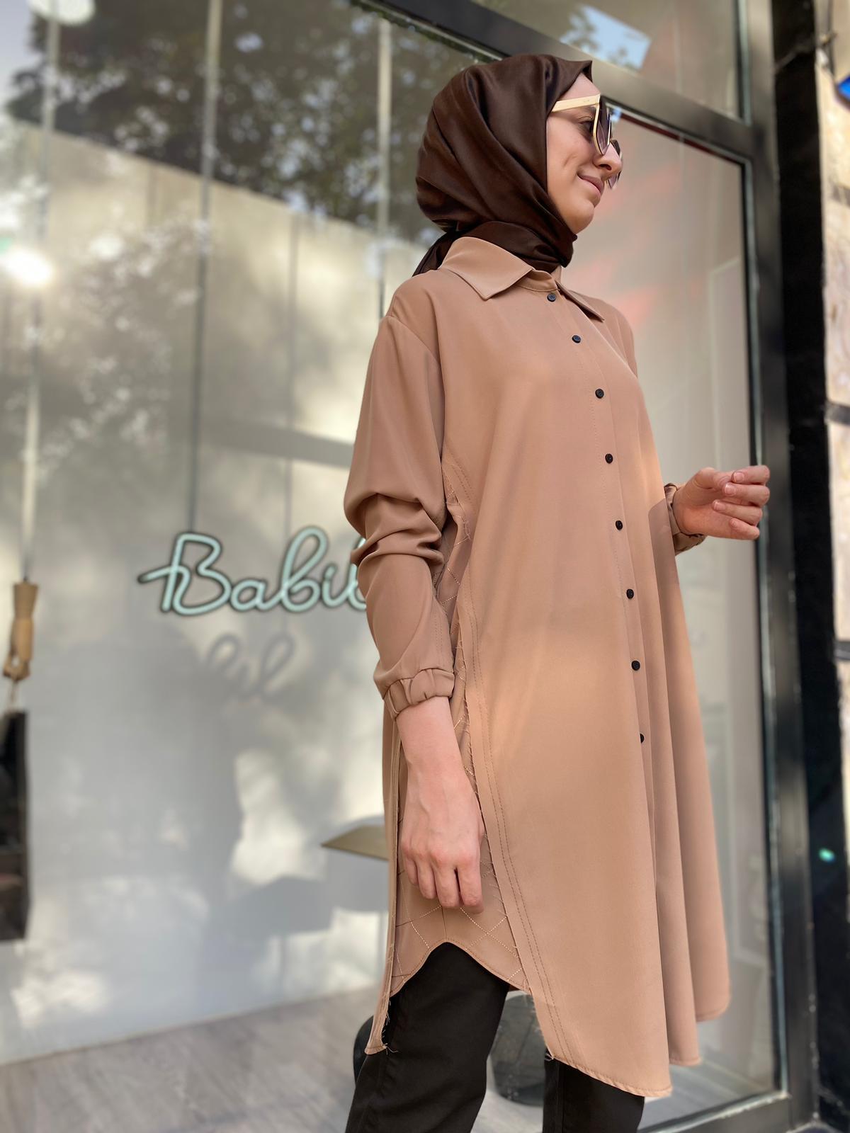Misswhence Yanı Dikiş Detay Gömlek Kayısı 34303