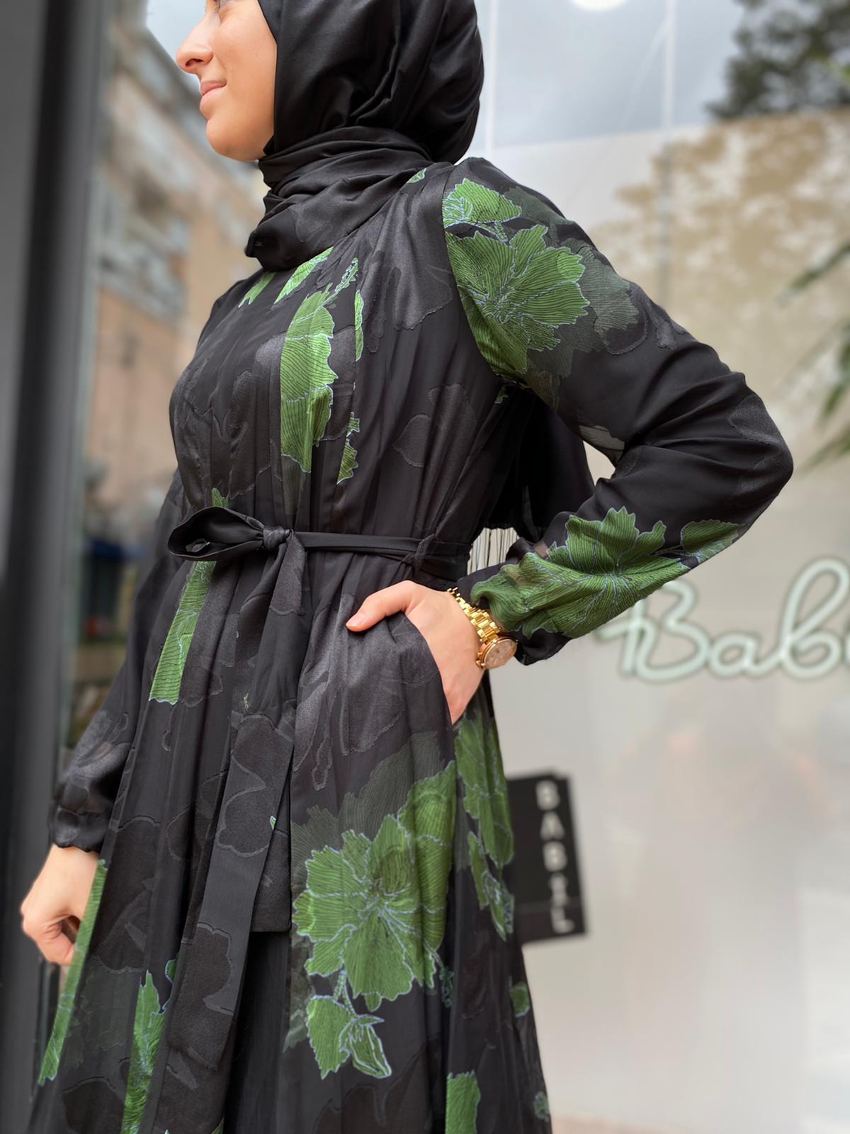 Misswhence Yeşil Çiçek Desenli Elbise 33820 
