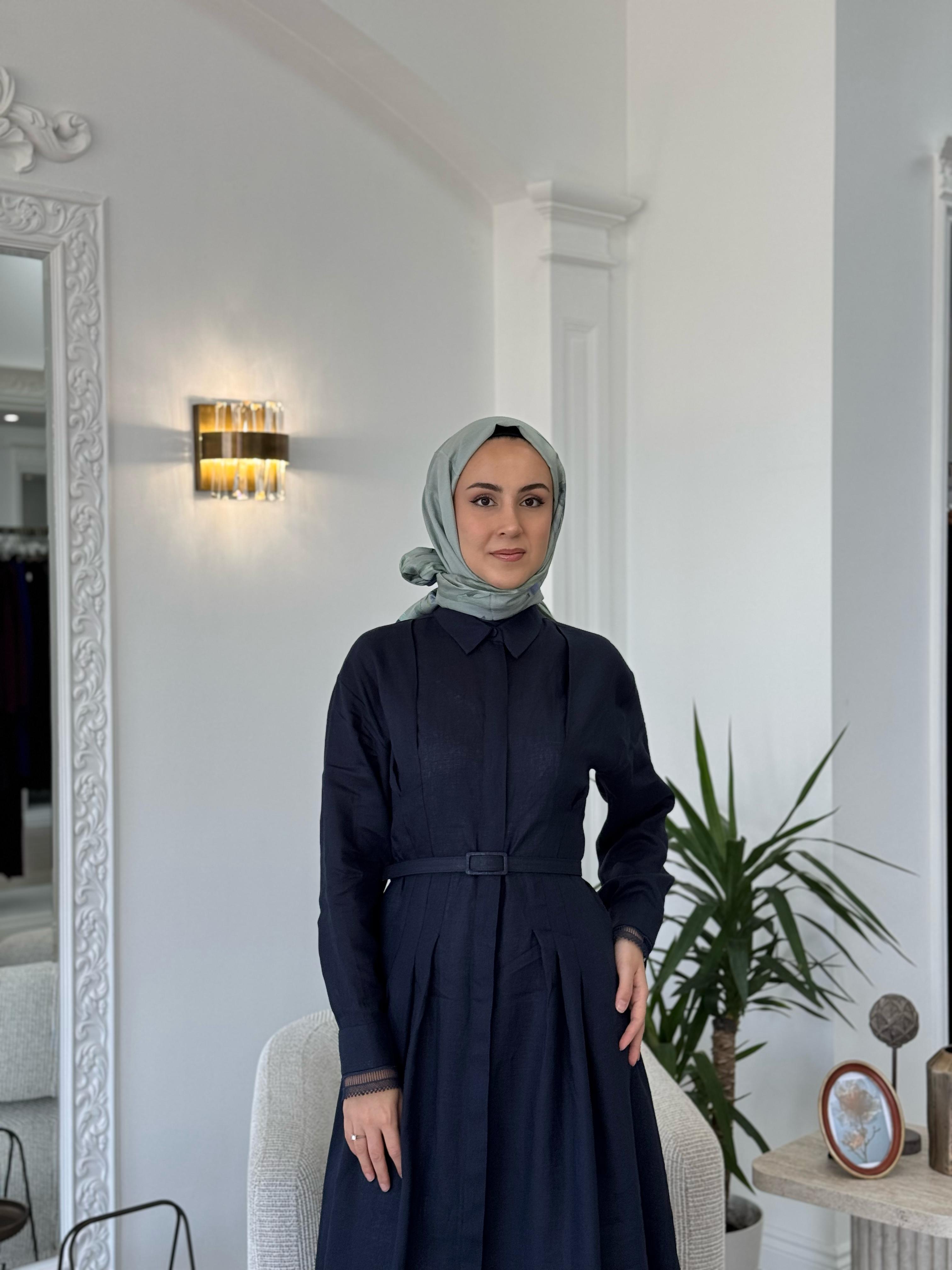 Niqozza Elvira Keten Elbise 50192