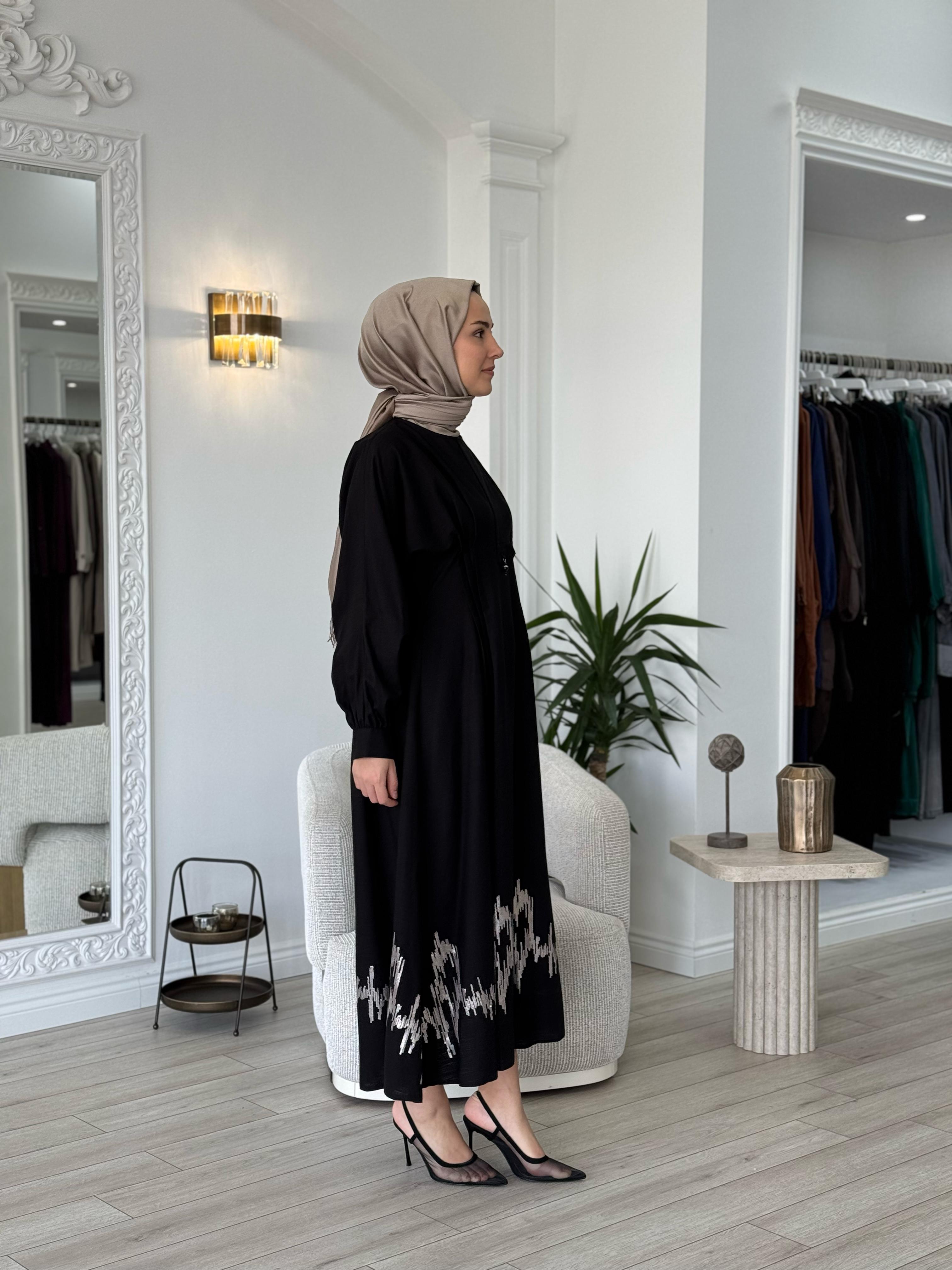 Niqozza Fausta Pul Nakışlı Elbise Siyah 25ss50187