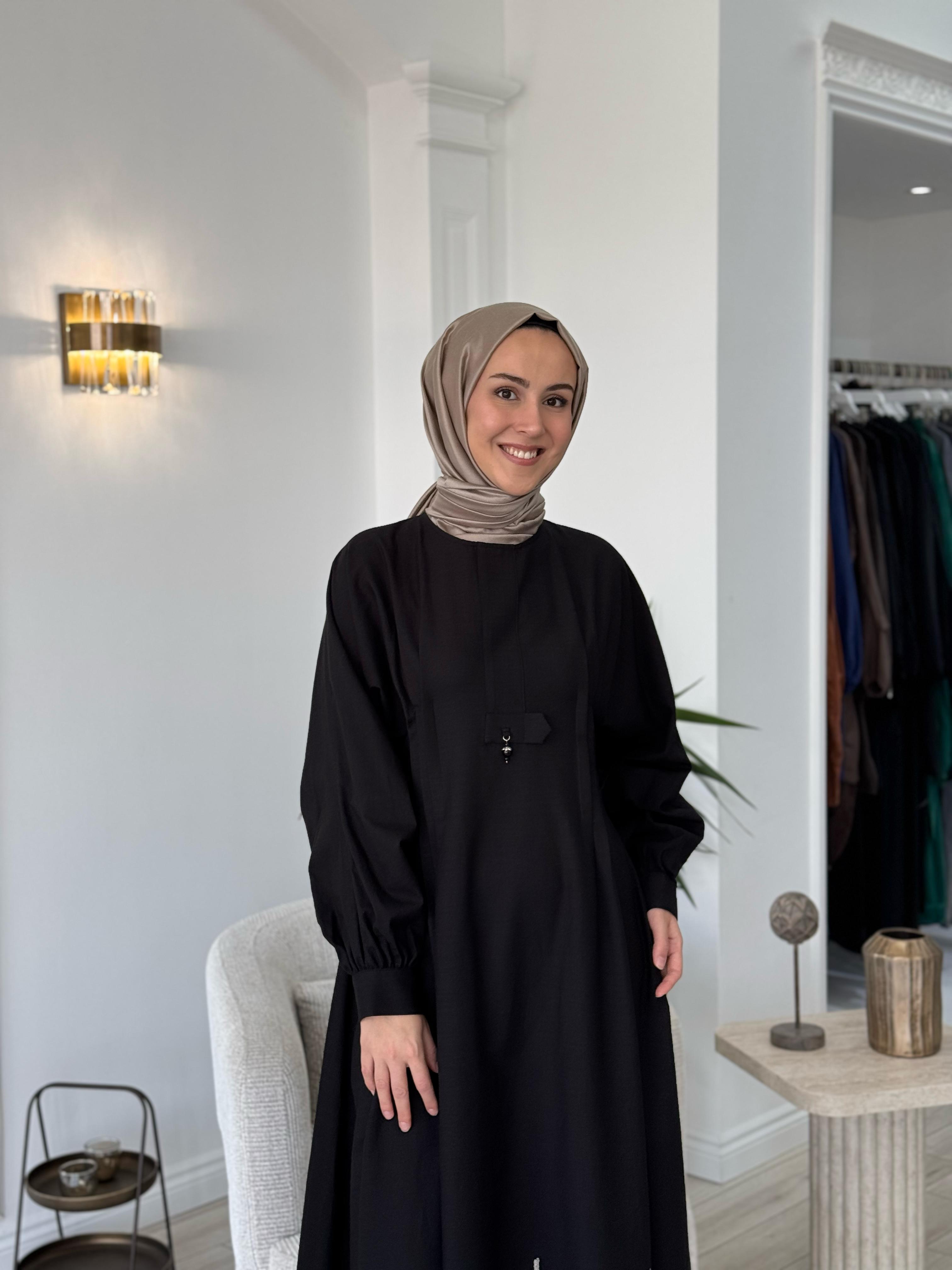 Niqozza Fausta Pul Nakışlı Elbise Siyah 25ss50187