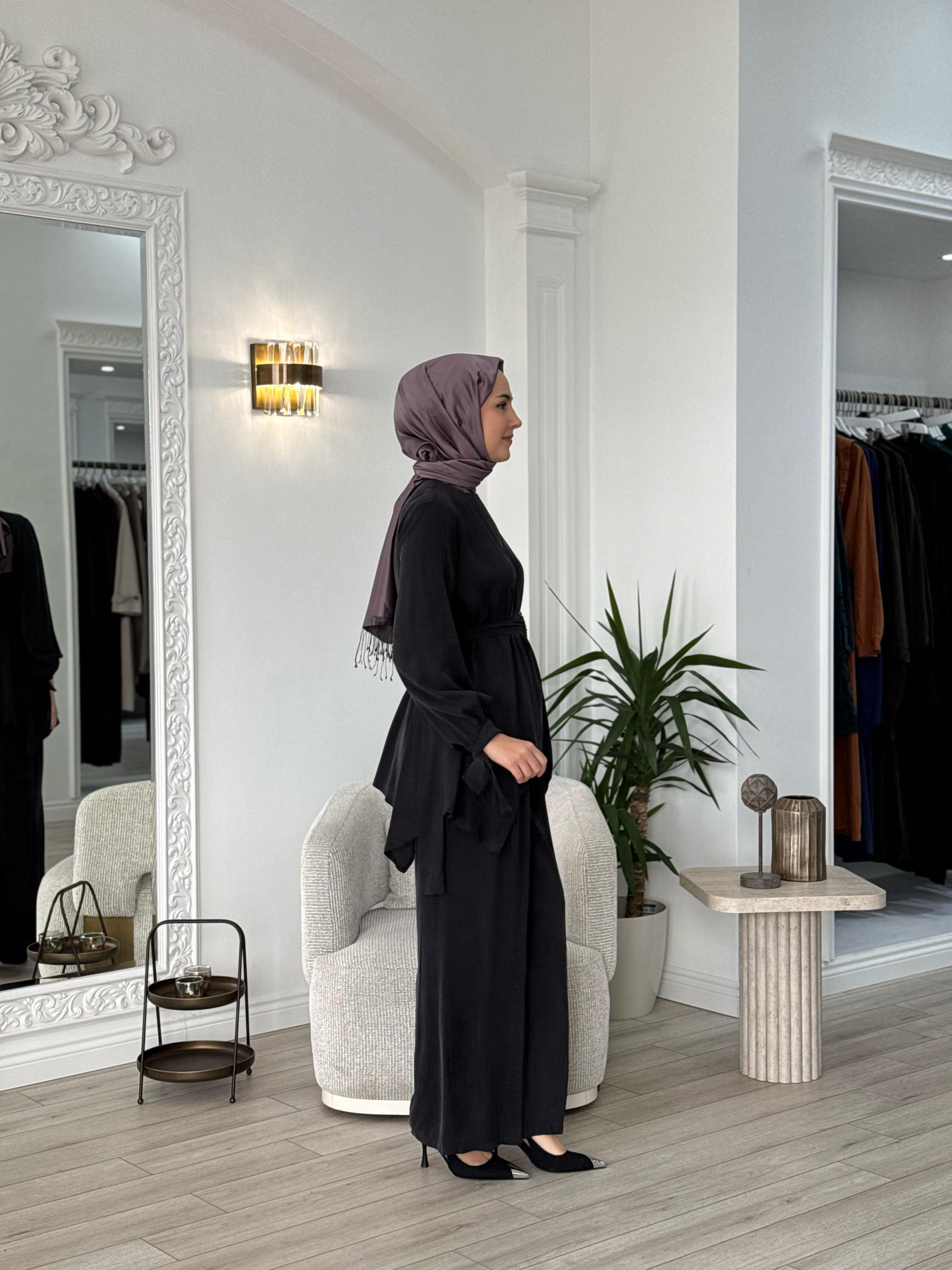 Niqozza Ginny İpek Bluz Pantolon Takım Siyah 25ss60161
