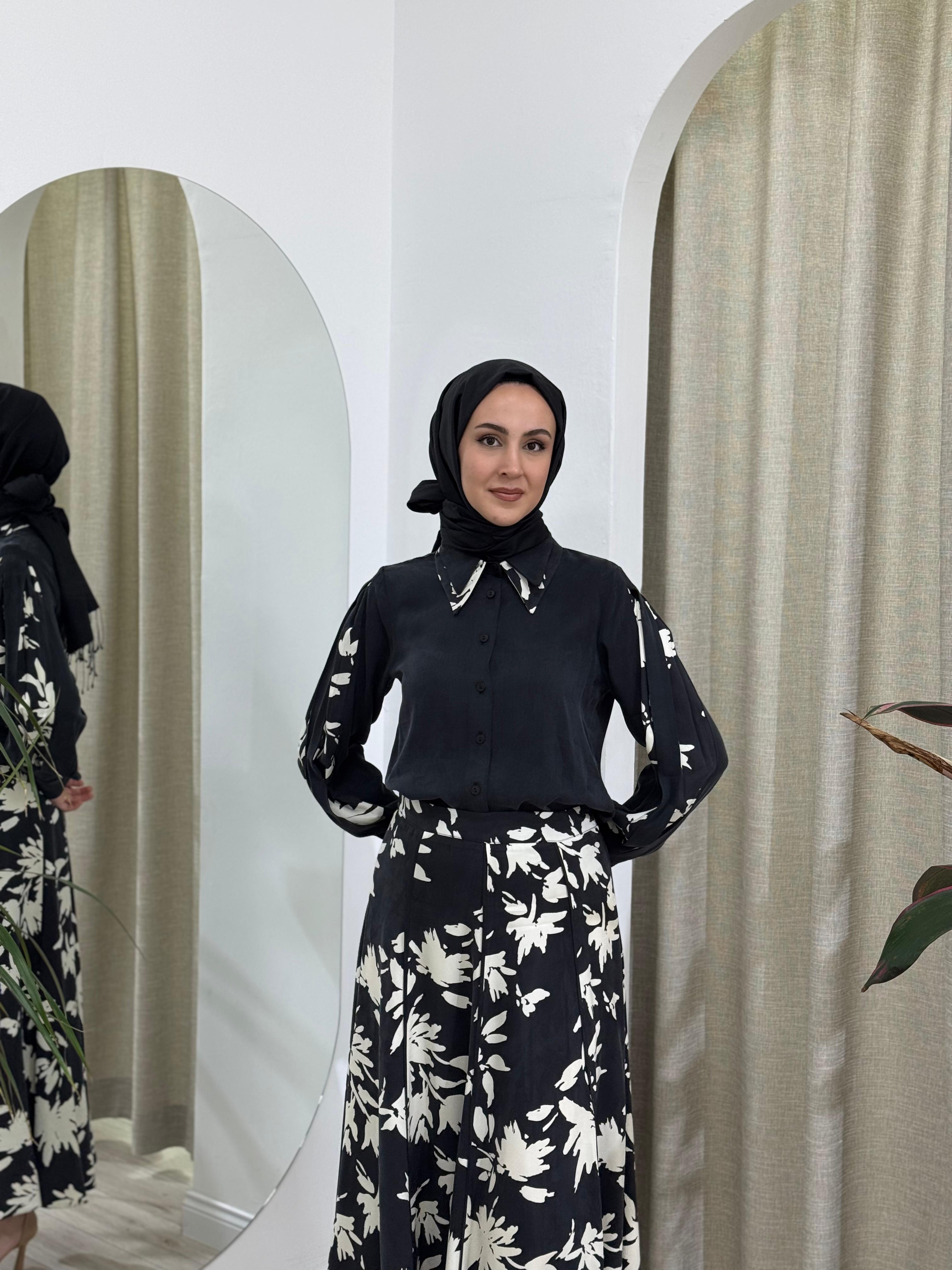Niqozza Lonicera İpek Etekli Takım 25ss60180