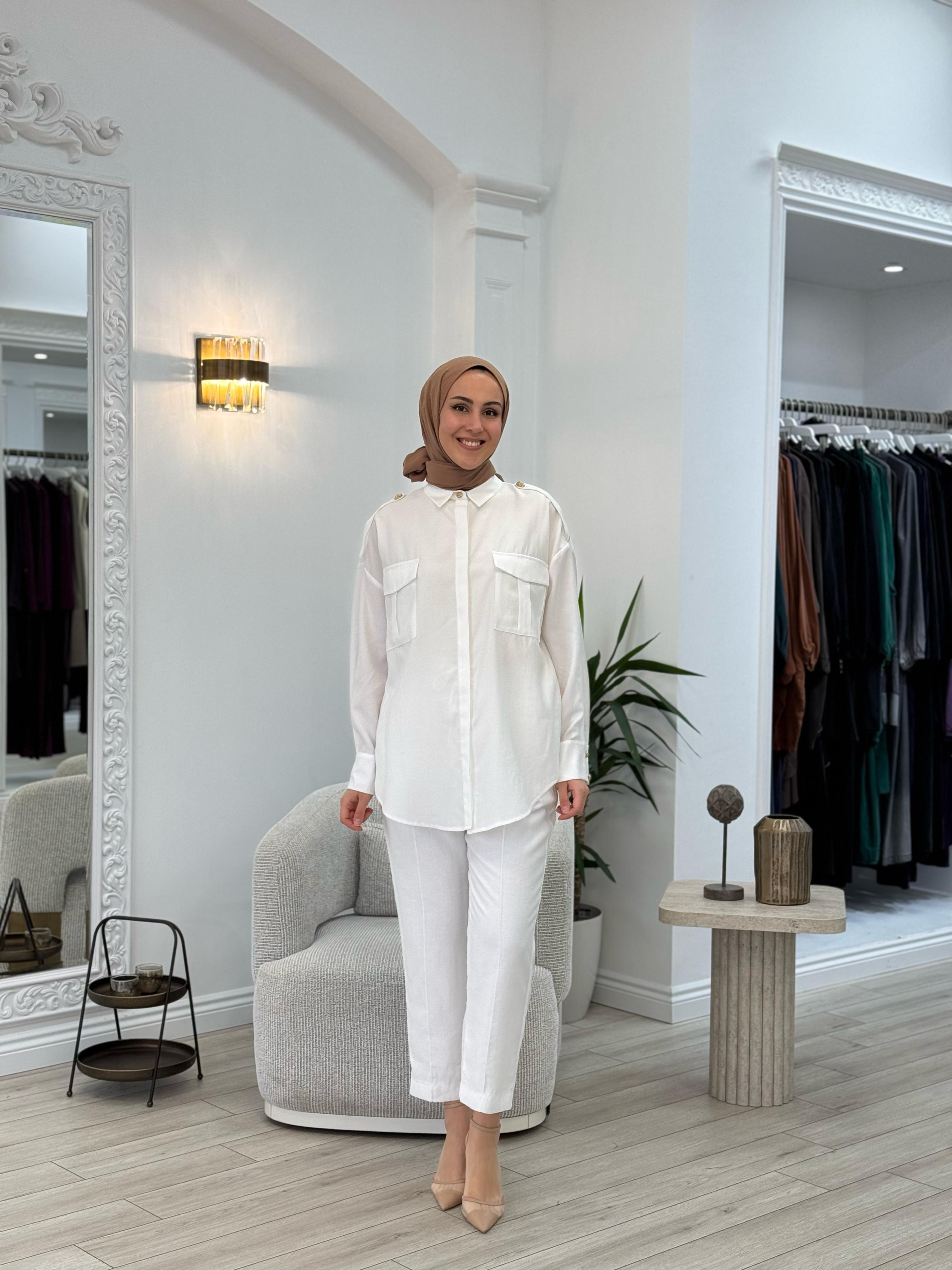 Niqozza Lucida Pantolon Takım Beyaz 60096
