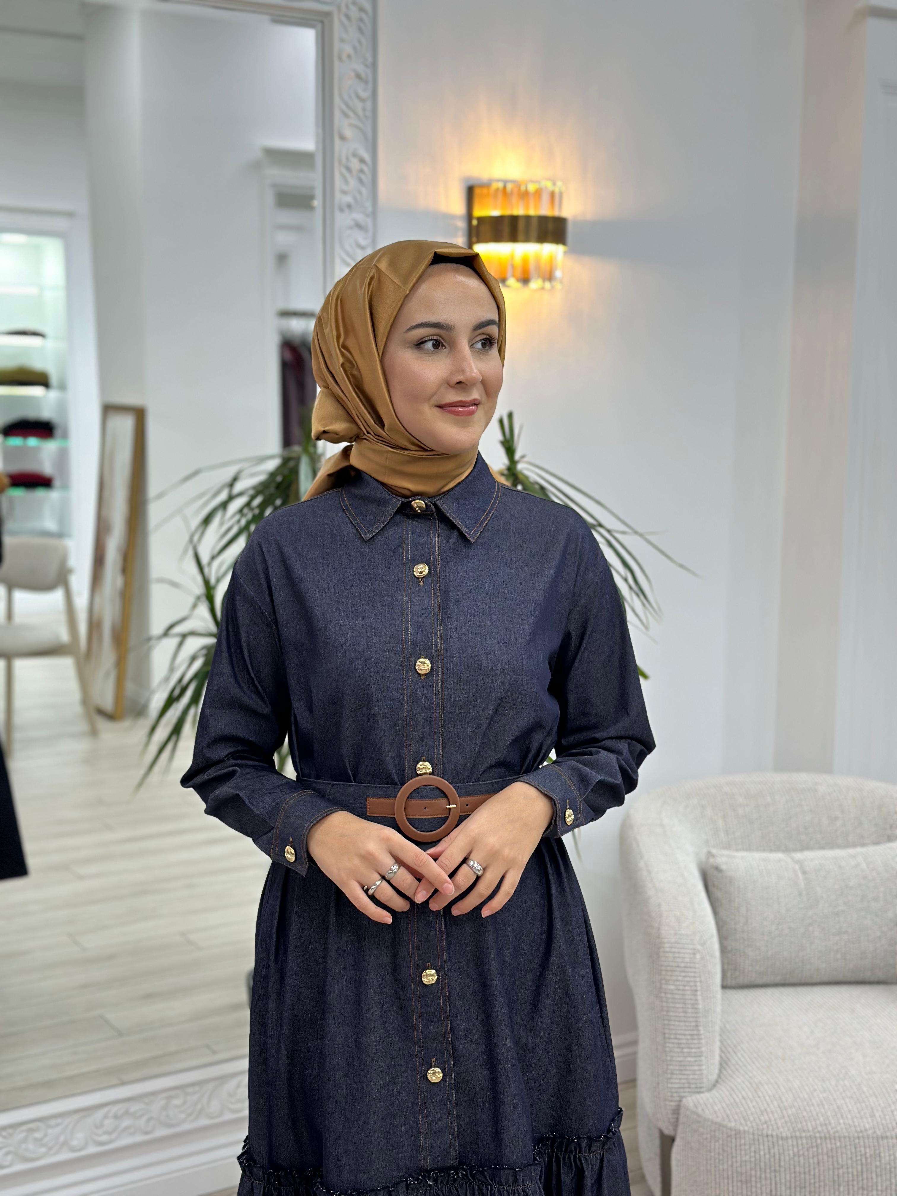Niqozza Nancy Parçalı Kot Elbise Mavi Nq25fw-50162