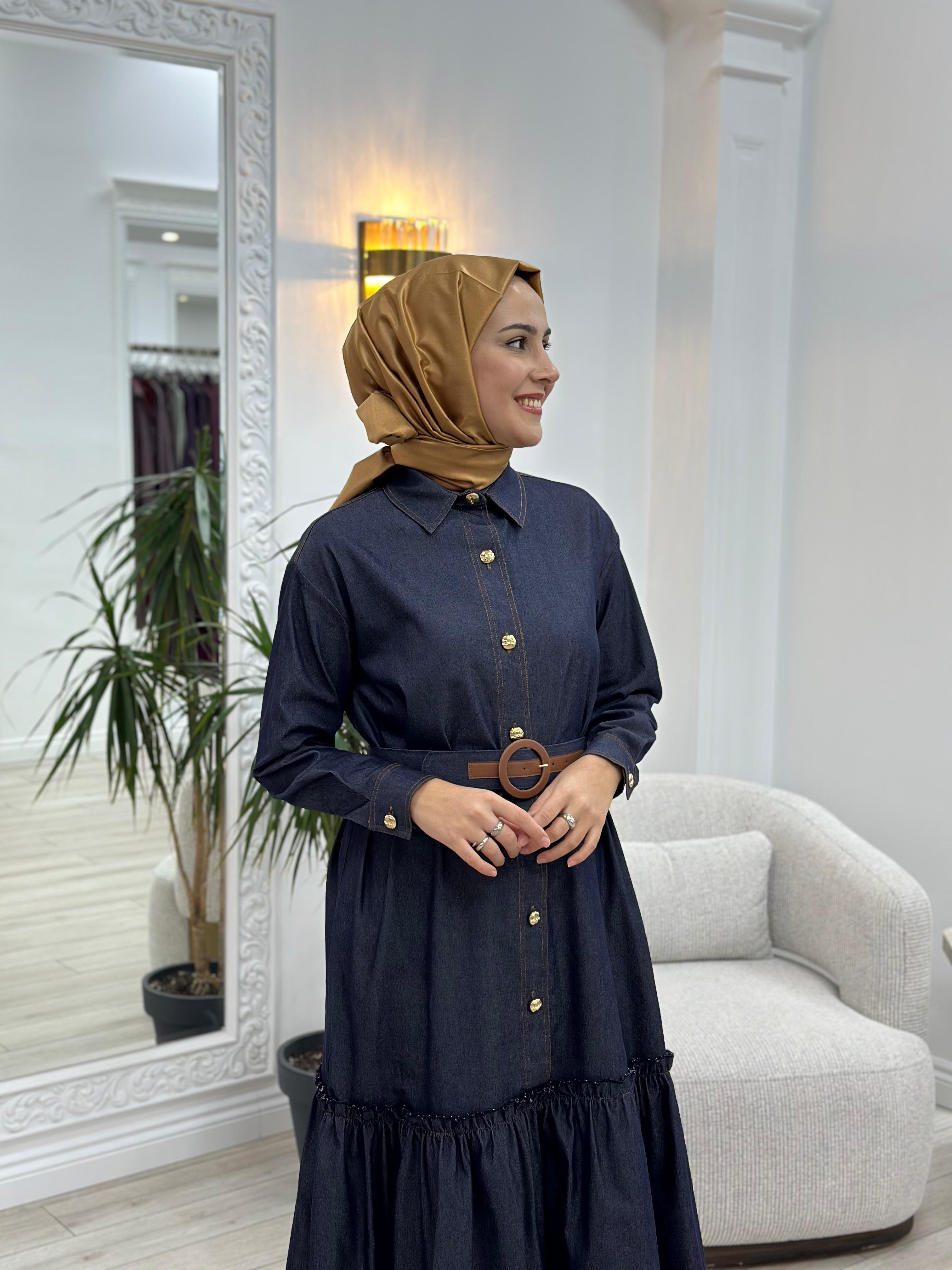Niqozza Nancy Parçalı Kot Elbise Mavi Nq25fw-50162
