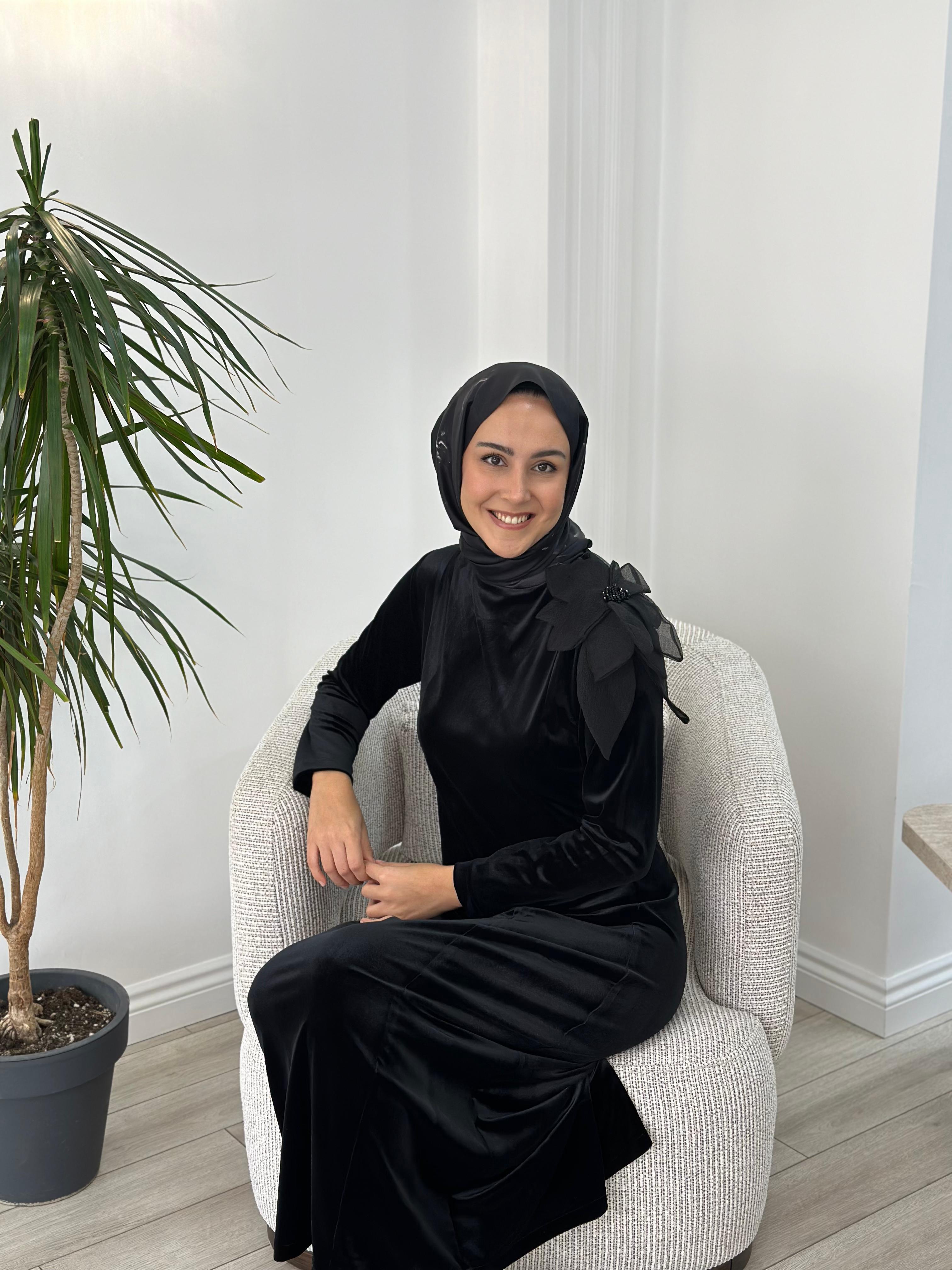 Niqozza Noemi Kadife Elbise Siyah nq25fw-50153