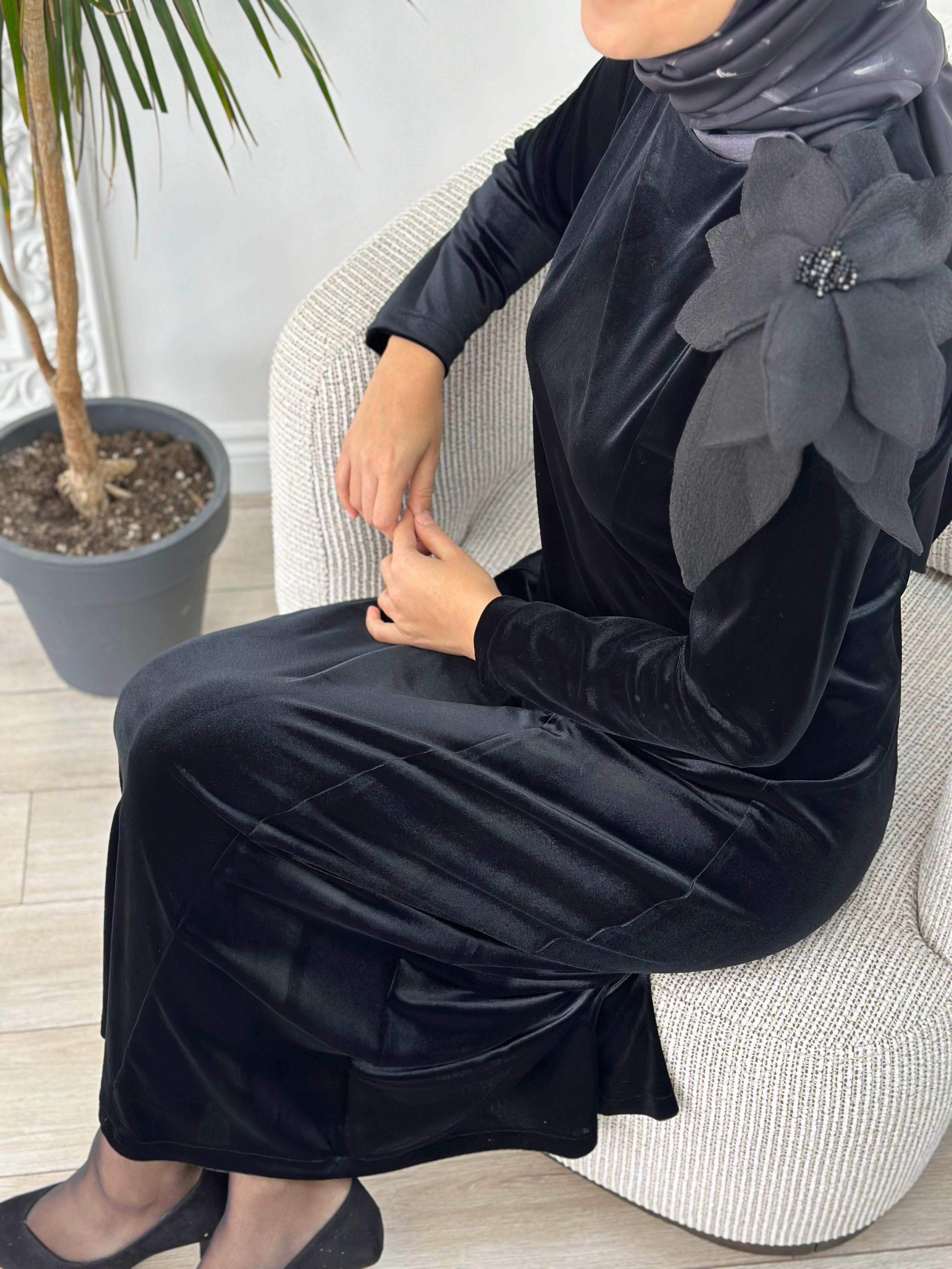 Niqozza Noemi Kadife Elbise Siyah nq25fw-50153