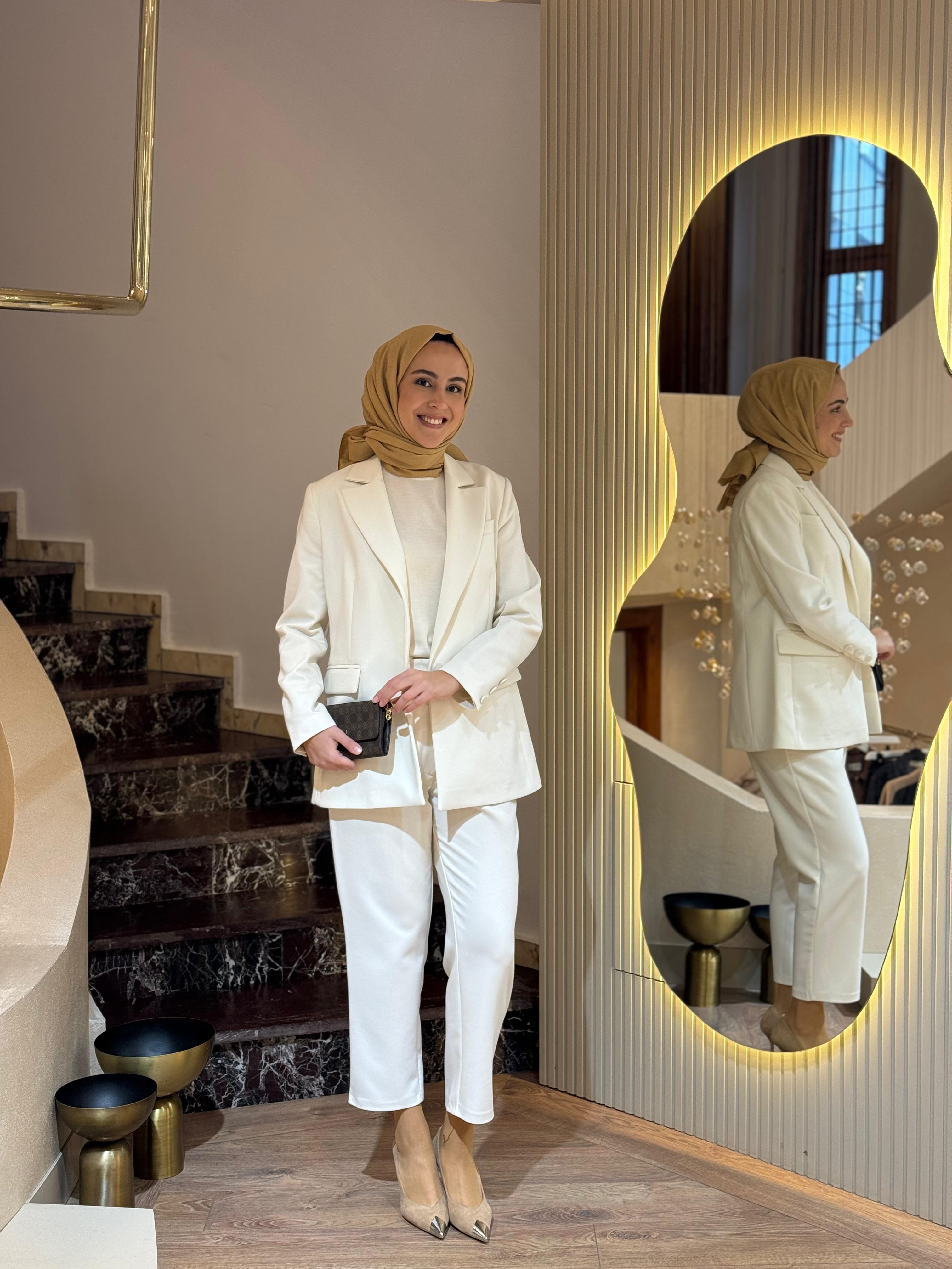 Niqozza Perla Blazer Takım Ekru nq25fw-60132