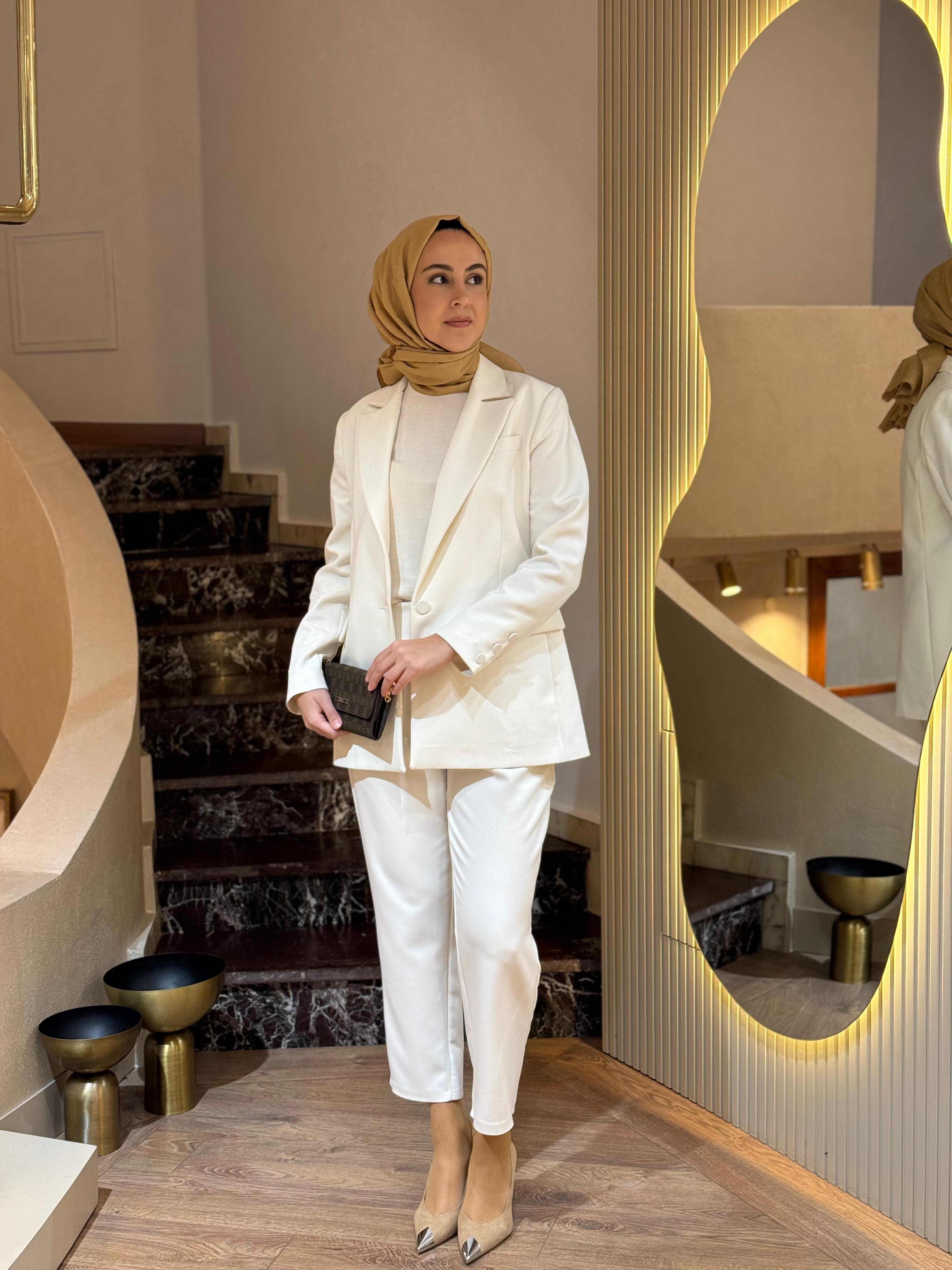 Niqozza Perla Blazer Takım Ekru nq25fw-60132