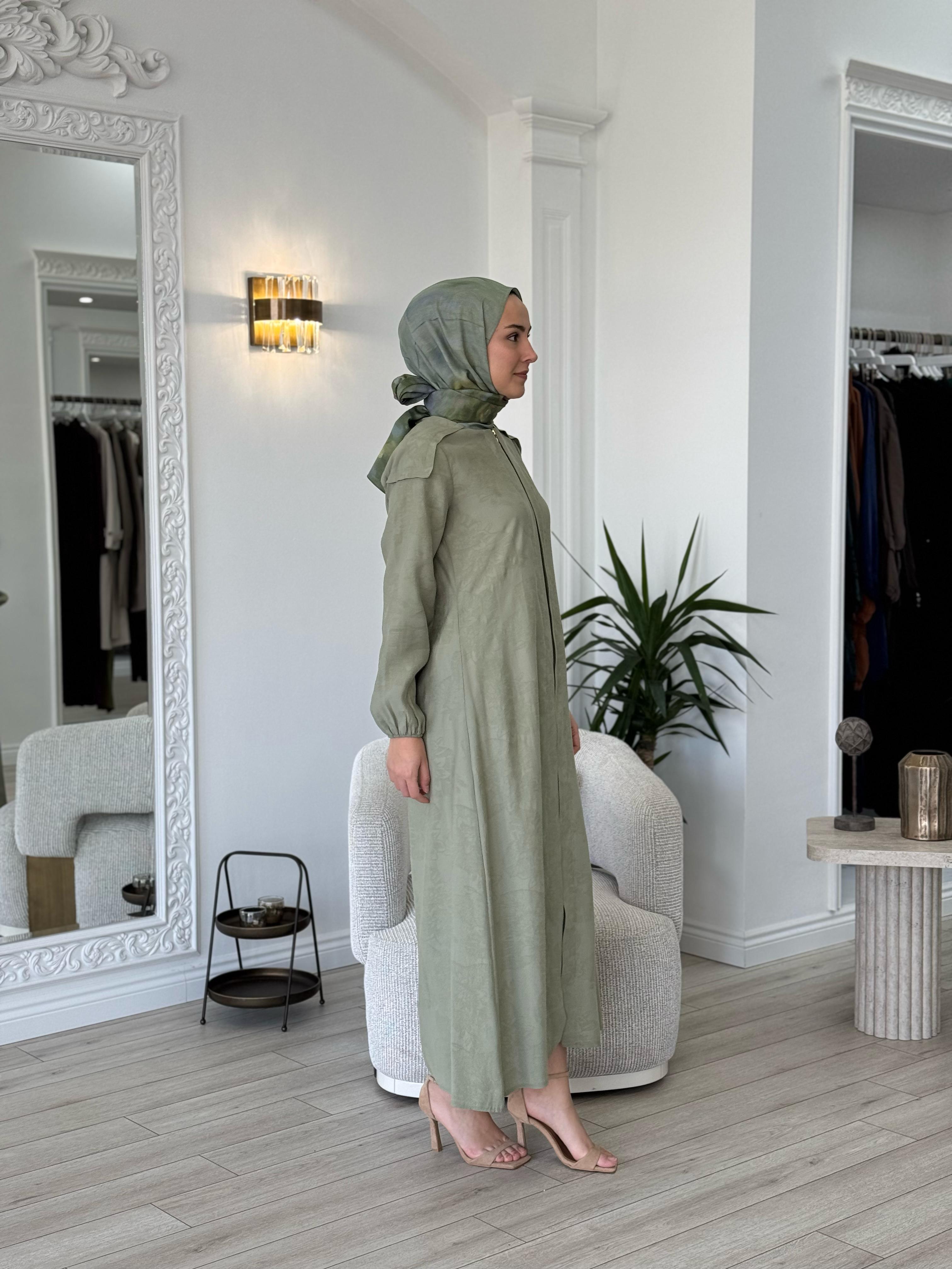 Niqozza Salvia Fermuarlı Elbise Çağla Yeşili 25ss50189