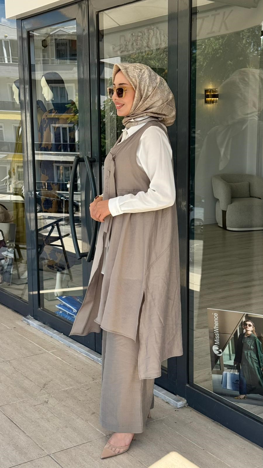 Nurcan Çetin 3'lü Gömlek Pantolon Takım 26608