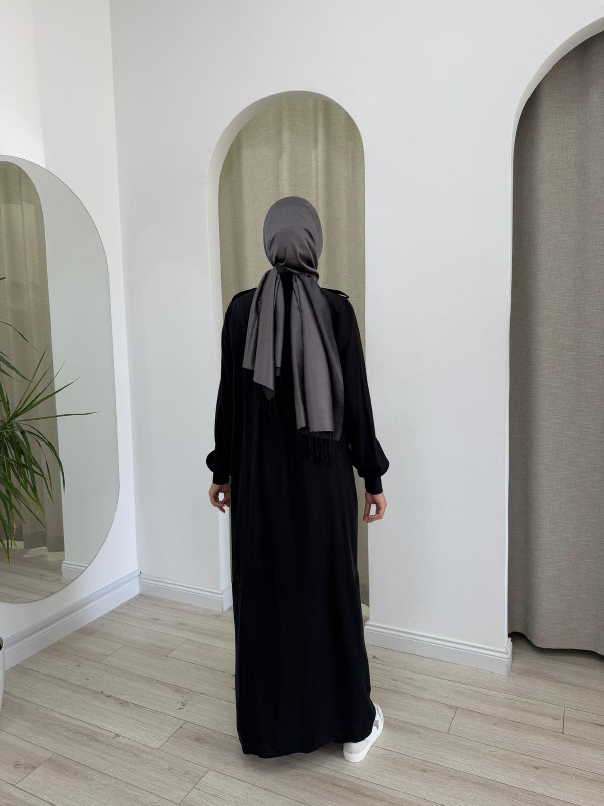 Nurcan Çetin Apolet Detaylı Fermuarlı Elbise Siyah 25239