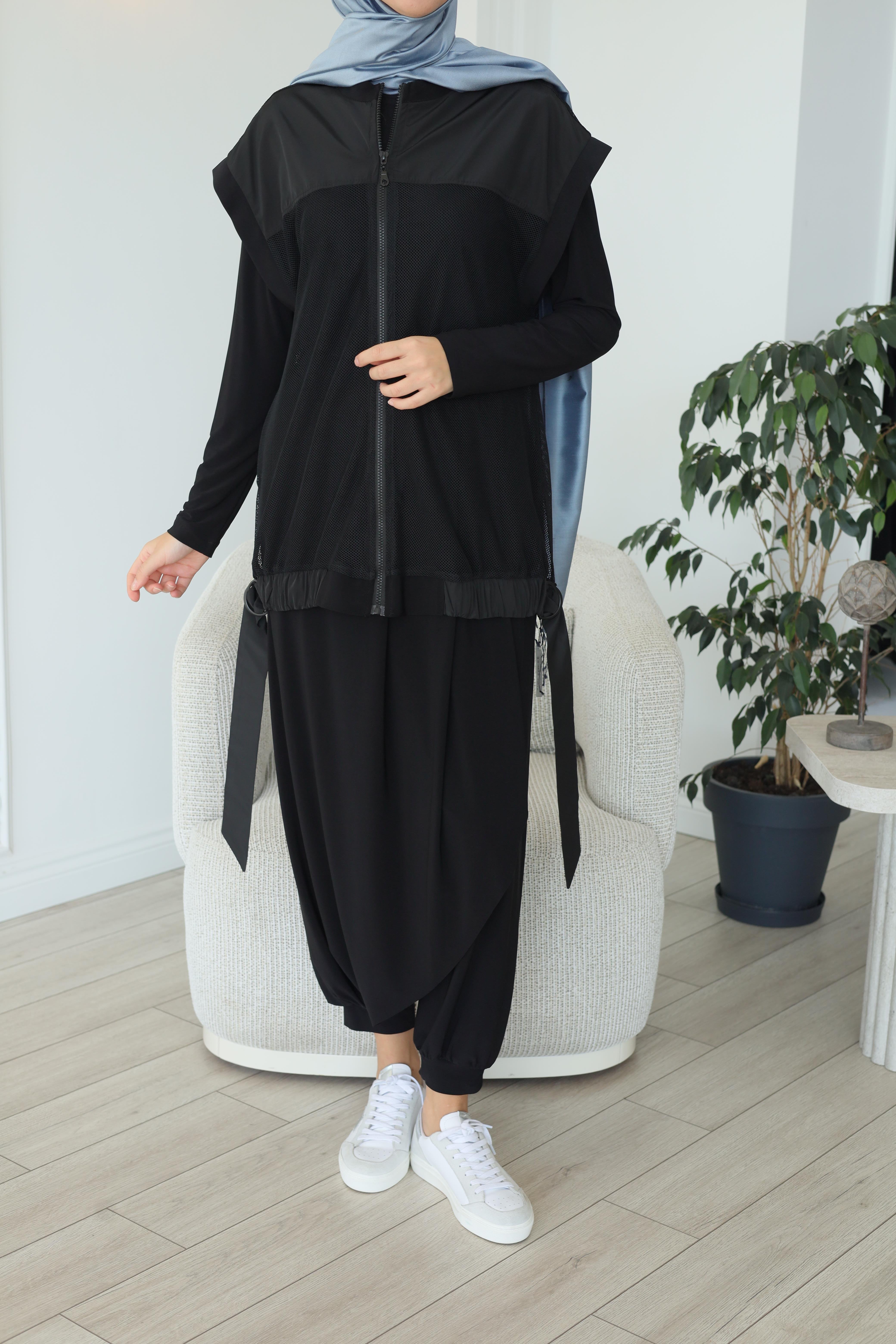 Nurcan Çetin Asimetrik Şalvarlı File Detaylı Takım 25612