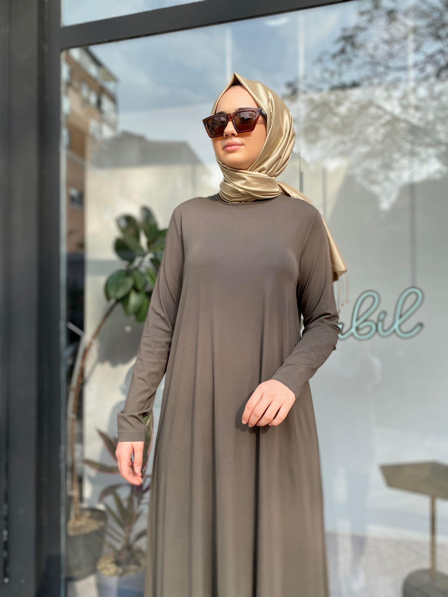 Nurcan Çetin Bambu Kumaş Haki Basic Elbise 24127