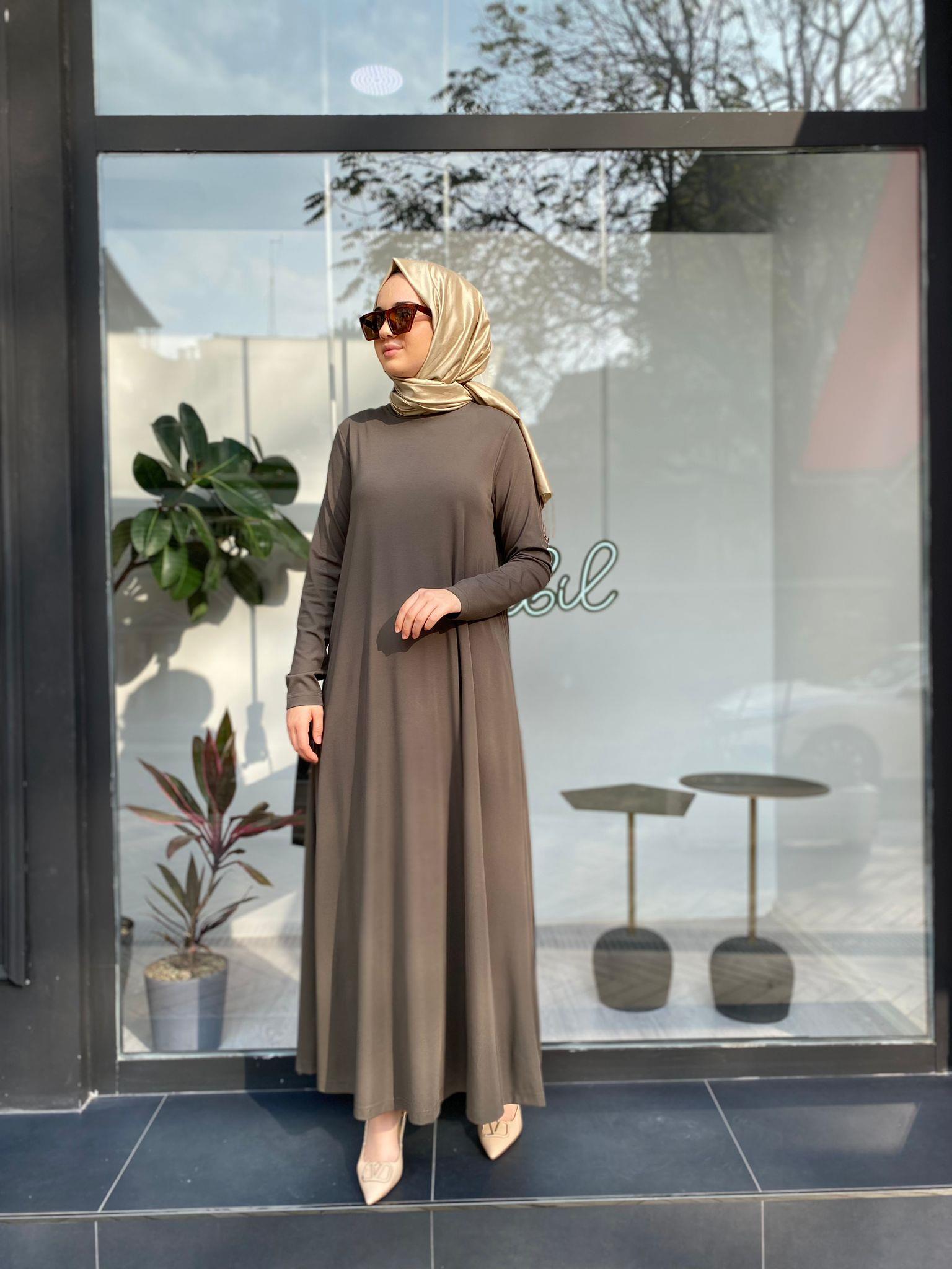 Nurcan Çetin Bambu Kumaş Haki Basic Elbise 24127
