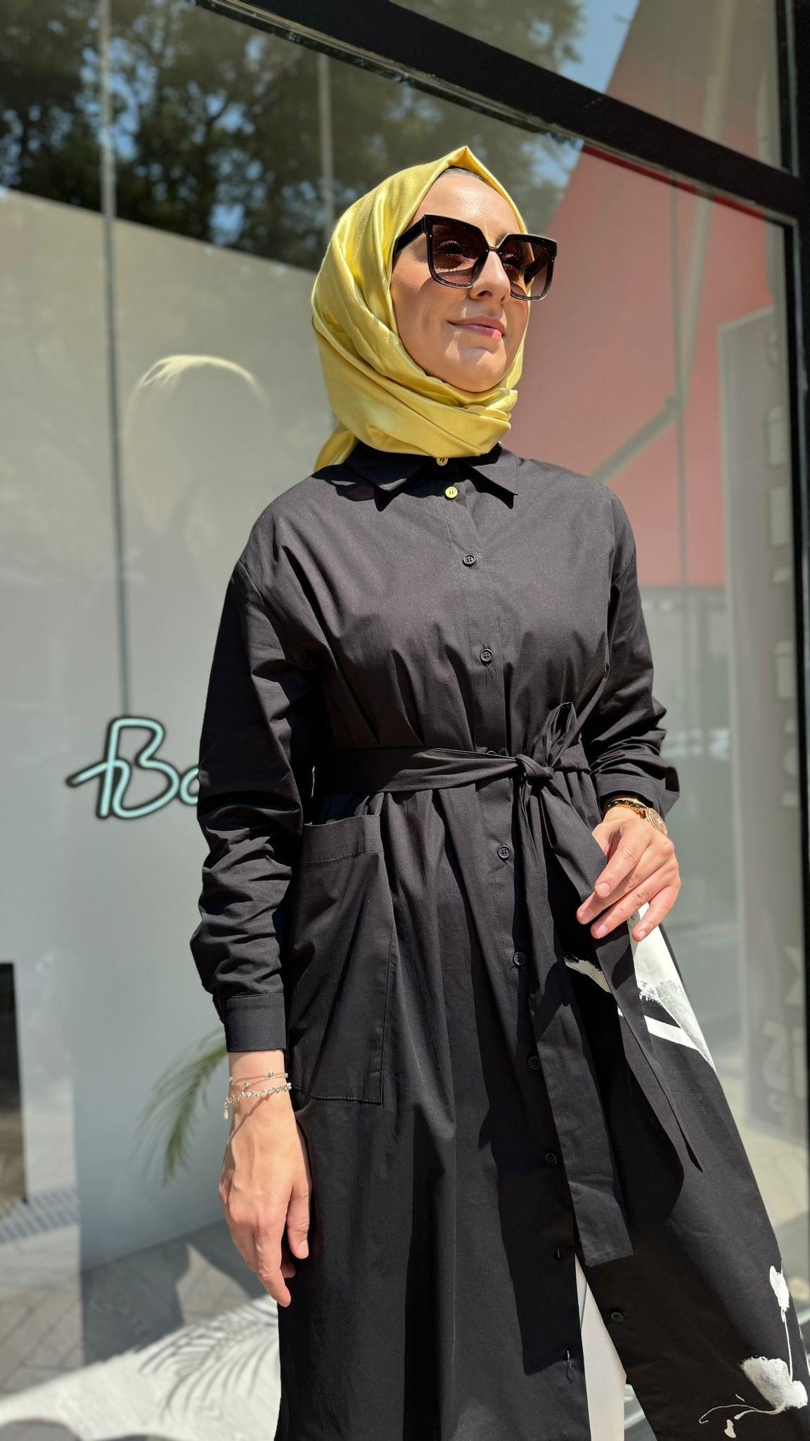 Nurcan Çetin Baskılı Uzun Tunik Siyah 24313