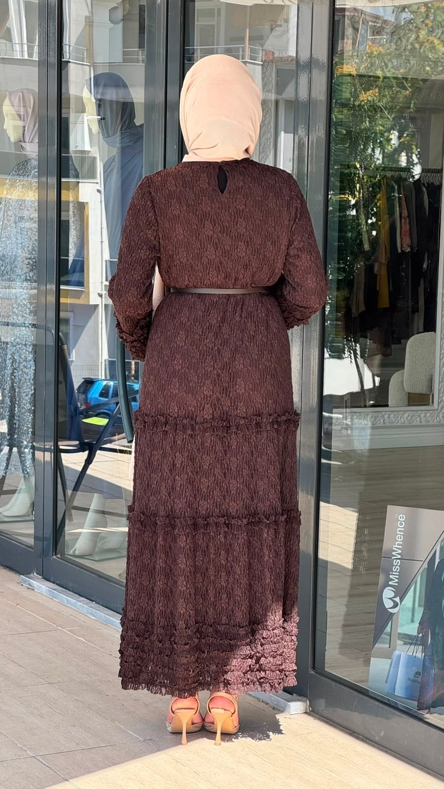 Nurcan Çetin Dantelli Katlı Elbise 26116