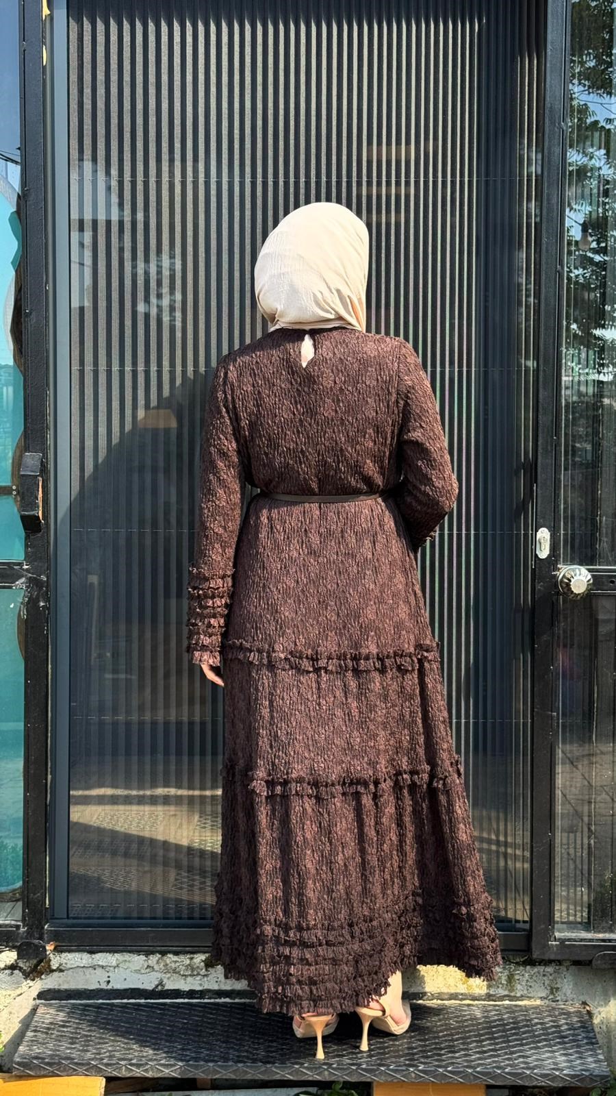 Nurcan Çetin Dantelli Katlı Elbise 26116