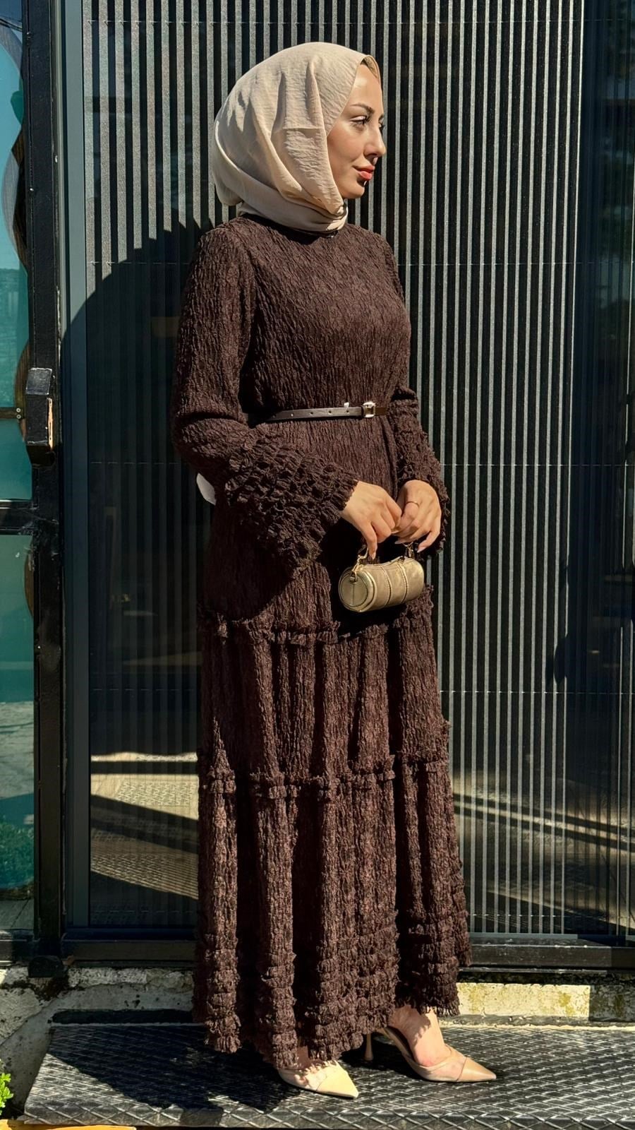 Nurcan Çetin Dantelli Katlı Elbise 26116
