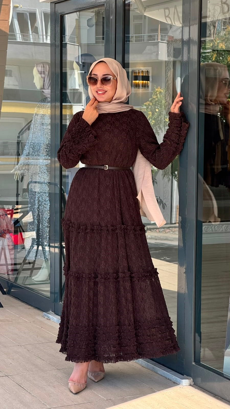 Nurcan Çetin Dantelli Katlı Elbise 26116