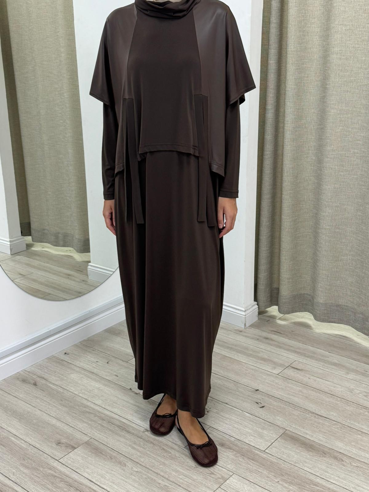 Nurcan Çetin Deri Detaylı Elbise 25623